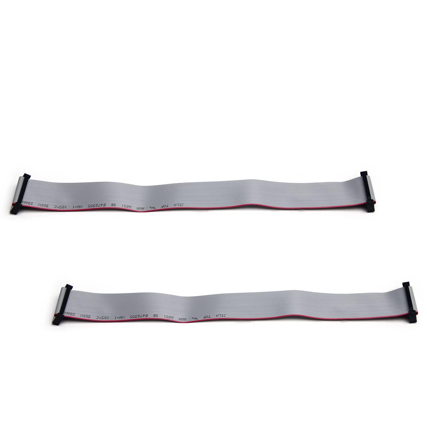 Fielect Fielect 2pcs IDC 20 Pin Connector Gray Wire Flat Ribbon Cable Connector Length 30cm 2.54mm Pitch