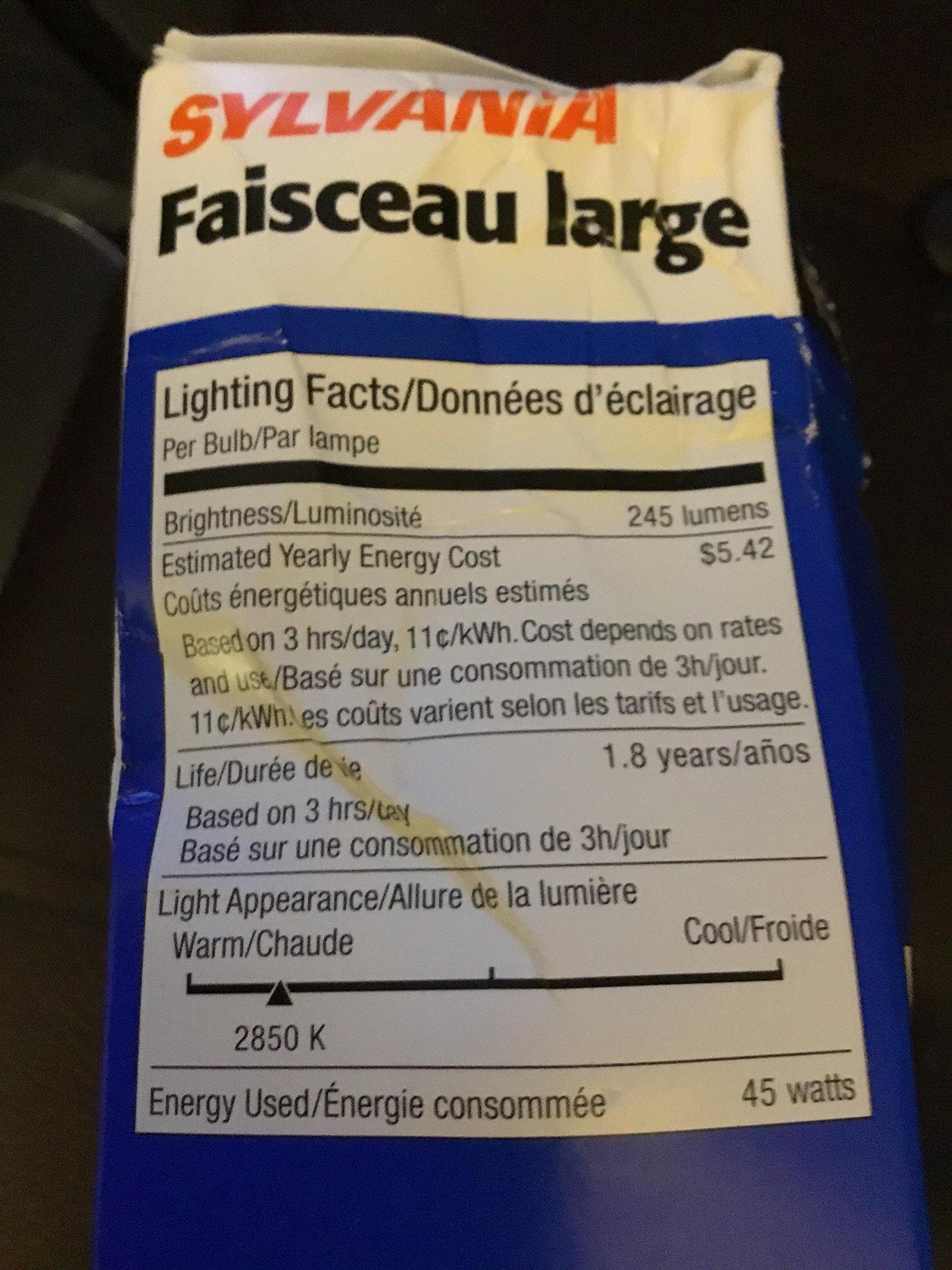 SYLVANIA SYLVANIA 14997-45R20/RP/2PK Reflector Flood Light Bulb