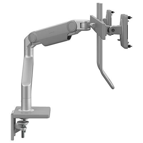 Humanscale Humanscale M8.1 Adjustable Dual Monitor Arm with Crossbar and Handle Two-Piece Clamp Mount Base Silver with Gray Trim - M81CMSBHG