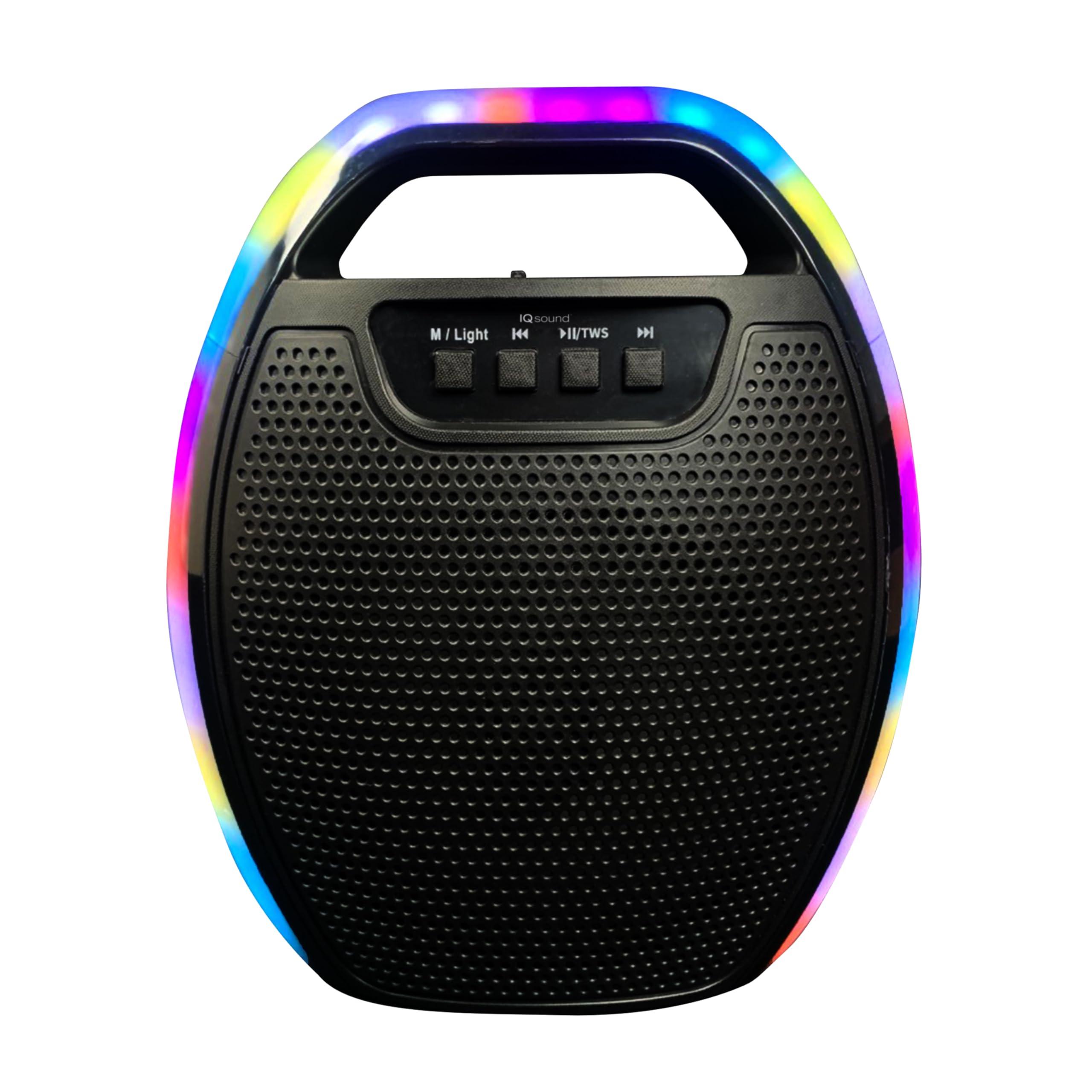 Supersonic IQ Sound IQ-2465RGB 6.5-inch Wireless Bluetooth Speaker with RGB Light Show & TWS, JL5.0 Bluetooth, USB/SD/AUX/Mic Input, FM Radio, 5W Speaker Power and 1500mAh Battery