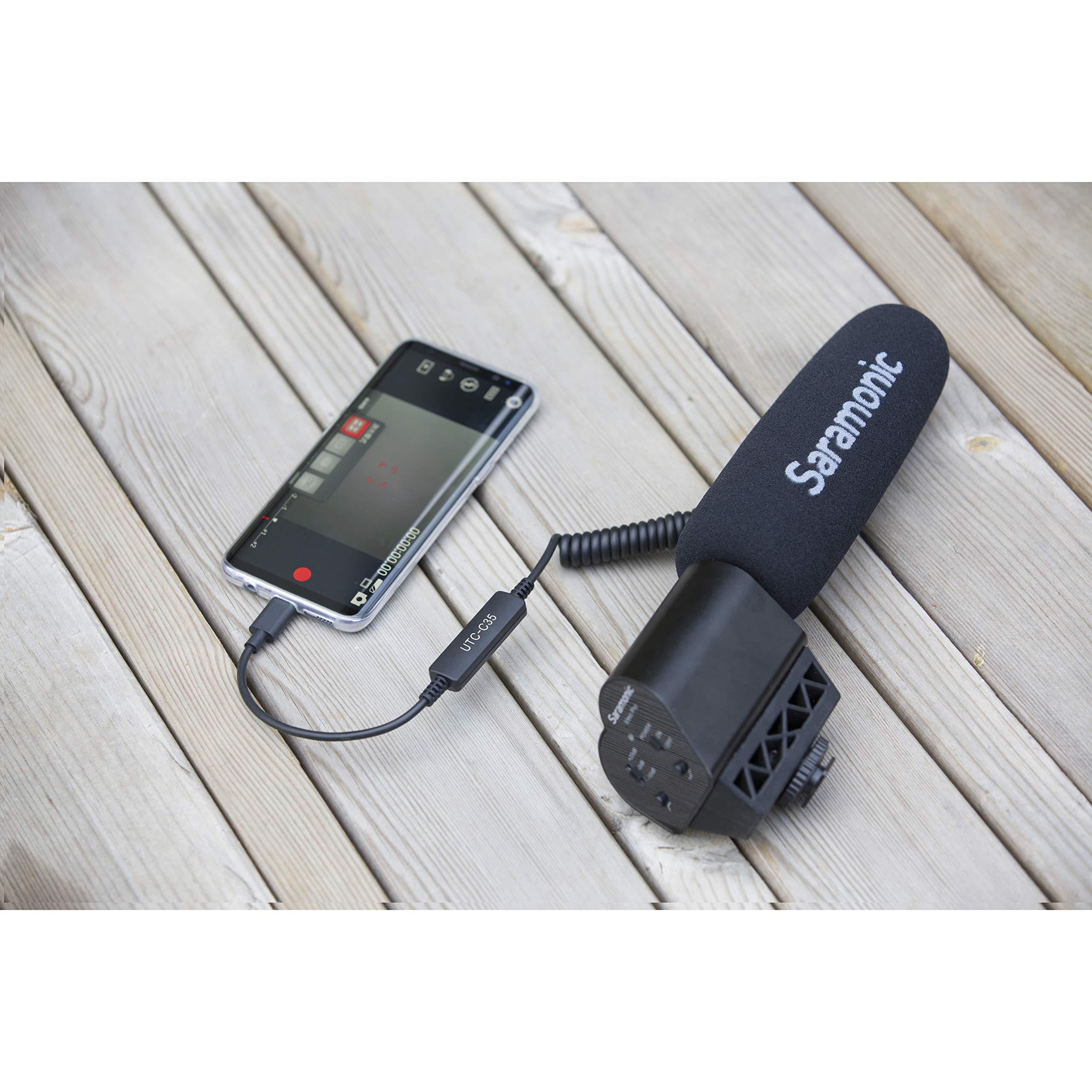 Saramonic Saramonic UTC-C35 | Locking 3.5mm TRS Male to USB Type-C Output Cable with A/D Converter for iPhone 15, Android Mobile Devices, New iPad, Computers & More