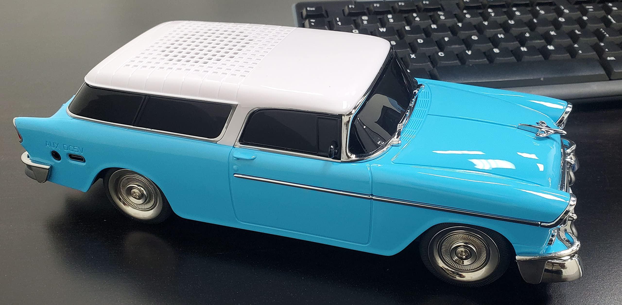 Audiobox Audiobox 1955 Bel Air Retro Ride Bluetooth Car Speaker & FM Radio | with USB, SD, AUX Input for Office, Home, Garage (Blue)