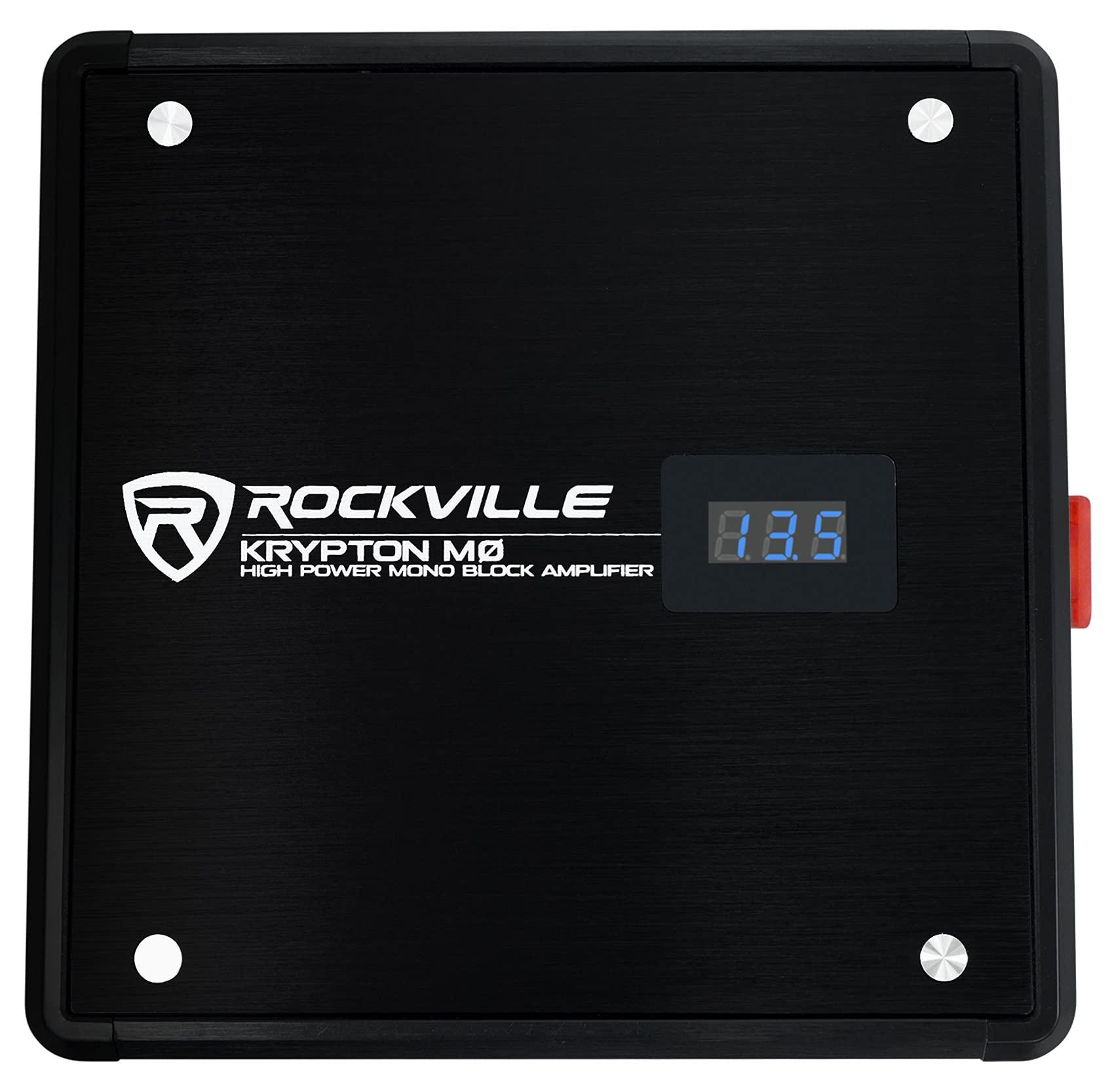 Rockville Rockville Krypton-M0 1400w Peak/350w RMS Mono 1 Ohm Car Amplifier Bundle with Rockville RWK41 4 Gauge Complete Car Amp Wiring Installation Wire Kit with RCA\'s