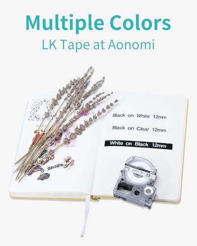 AONOMI Aonomi Replace for Epson Label Maker Tape 12mm Tape LK-4WBN LC-4WBN 4WBN9 SS12KW LK Tape 1/2\" 0.47\" Label Compatible with Epson LabelWorks LW-400 LW-300 LW-PX400 LW-C610PX,Black on White,3-Pack