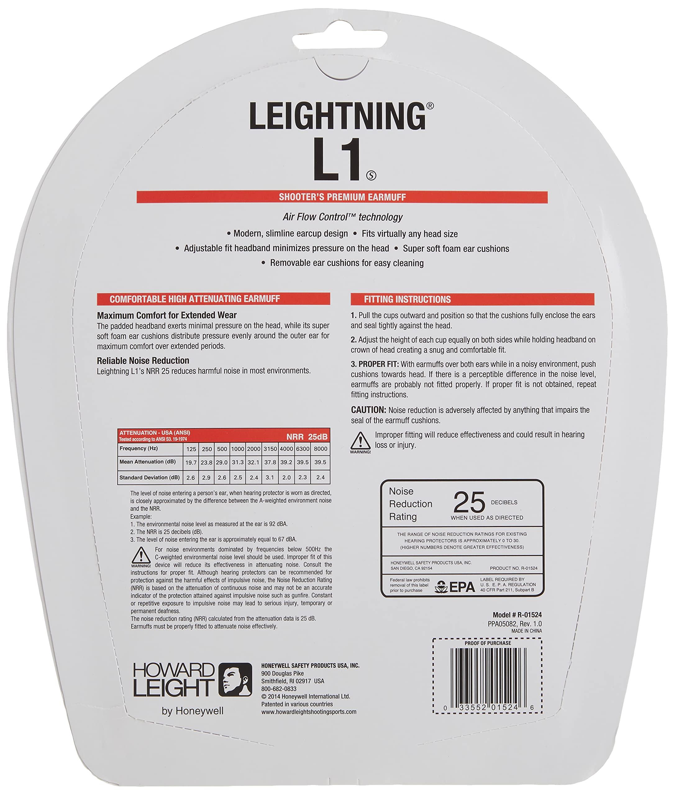 Honeywell Ademco Howard Leight by Honeywell Leightning L1 Shooting Earmuff (R-01524),Light Gray