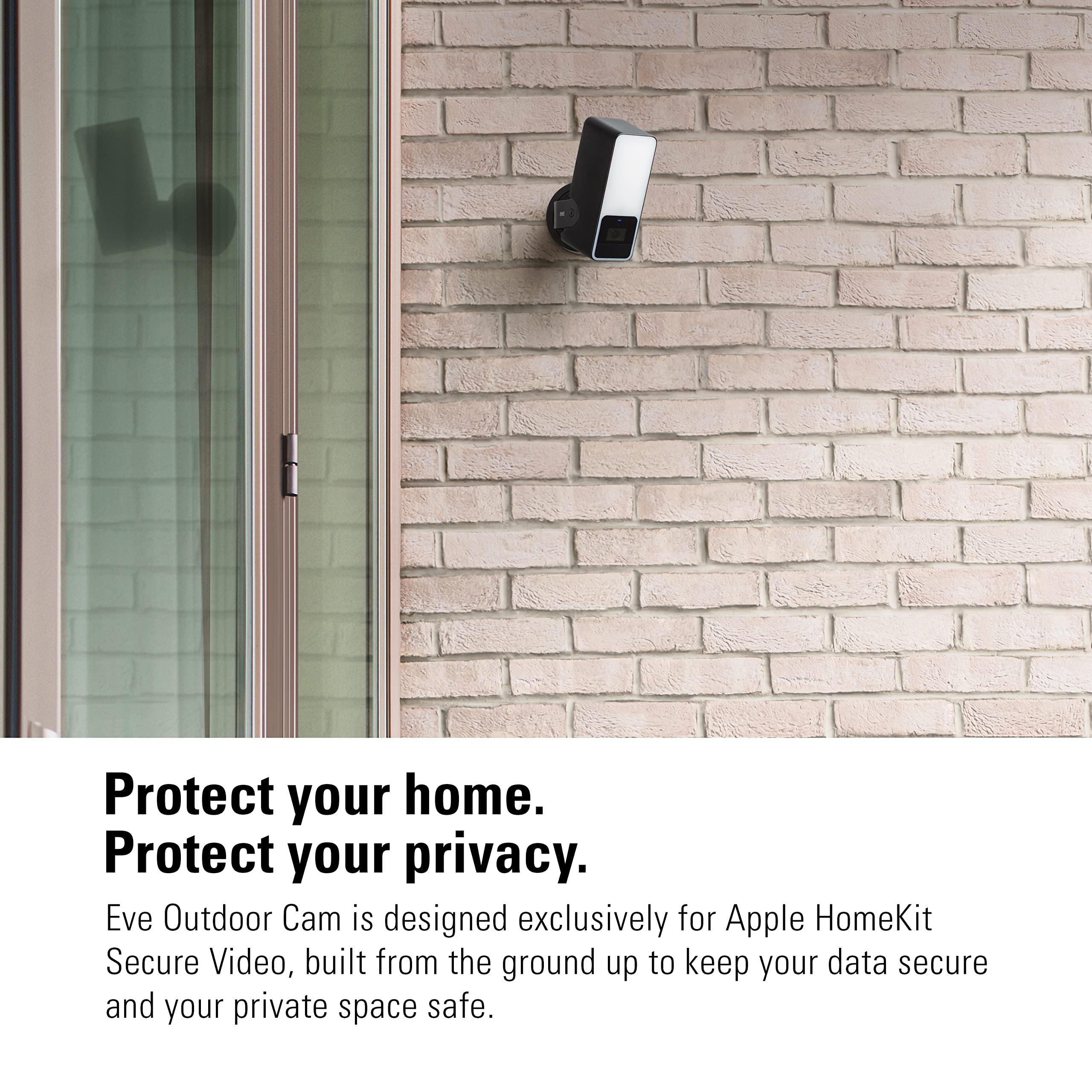 Eve Eve Outdoor Cam Secure floodlight Camera, Maximum Security & Privacy (HomeKit Secure Video), 1080p, Night Vision, Wi-Fi (2.4 GHz), Motion Sensor, Two-Way Communication, People/pet/Vehicle Detection