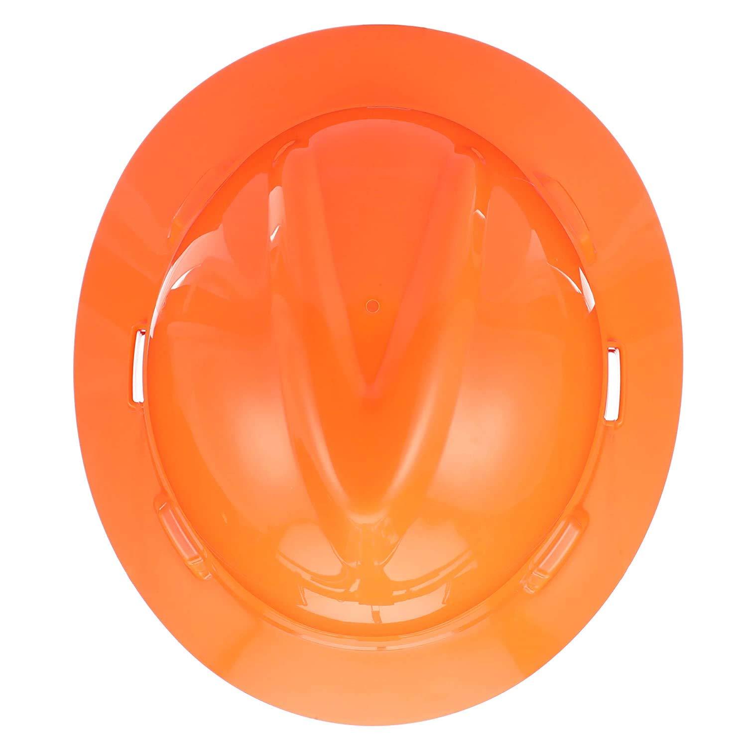 MSA MSA 10021292 V-Gard Full-Brim Hard Hat With Fas-Trac III Ratchet Suspension | Polyethylene Shell, Superior Impact Protection, Self Adjusting Crown Straps - Standard Size in Hi-Viz Orange