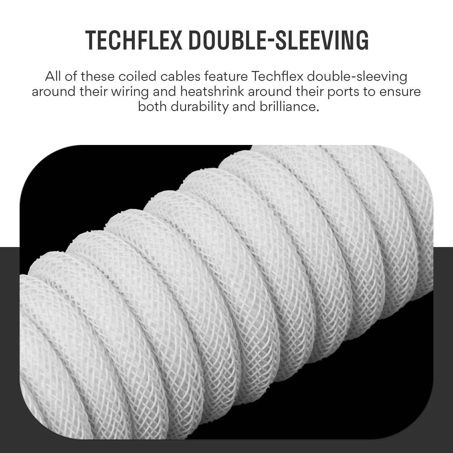 DROP DROP Black and White Coiled Keyboard Cable - Aviator Connector - White