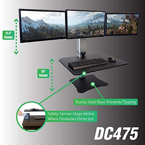 Victor Victor DC475 High Rise Electric Triple Monitor Gaming Desk|3Large Monitor Sit-Stand Desk |28” Wide Gaming Surface|Compatible with Any Standard Desk|Adjustable Monitor Holder|Cable Management Included