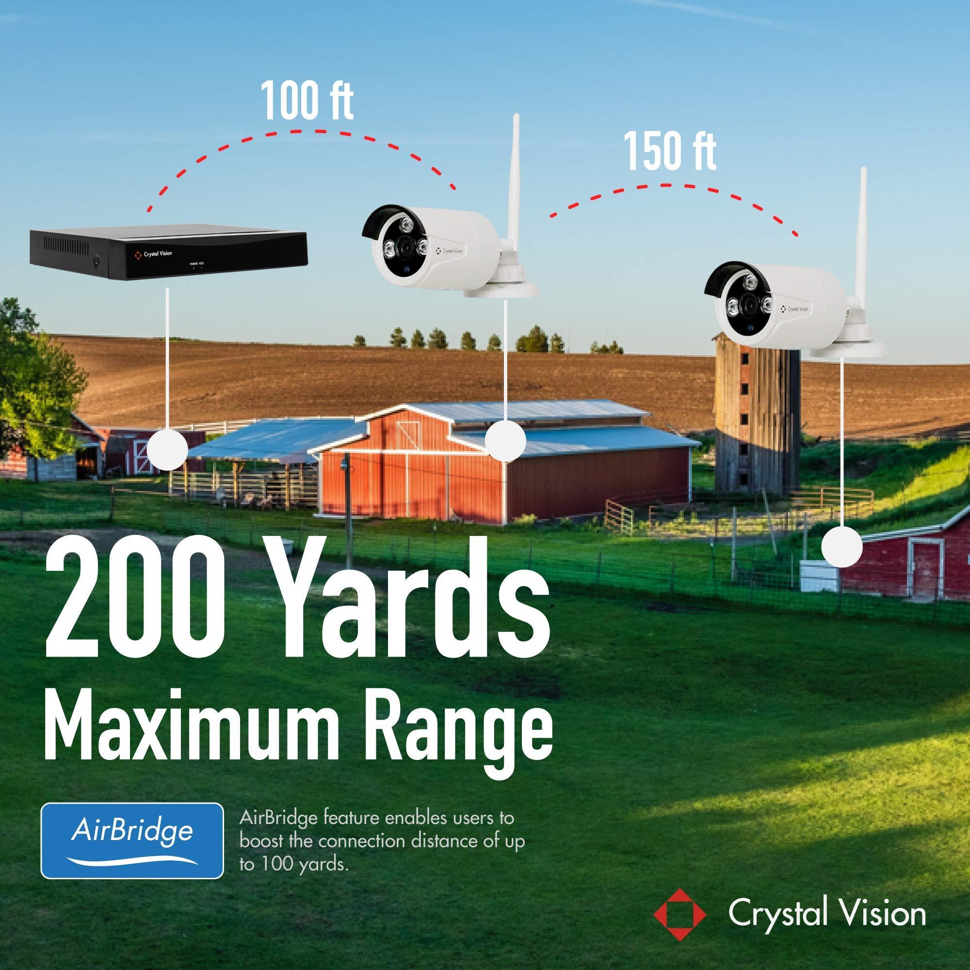 Crystal Vision Technology (2023 Upgraded Ver.) [8CH] Crystal Vision CVT808N-40WB 3 Mega Pixel Wireless Surveillance System NVR CCTV w/ 2TB HDD, Camera Auto Pair w/WiFi