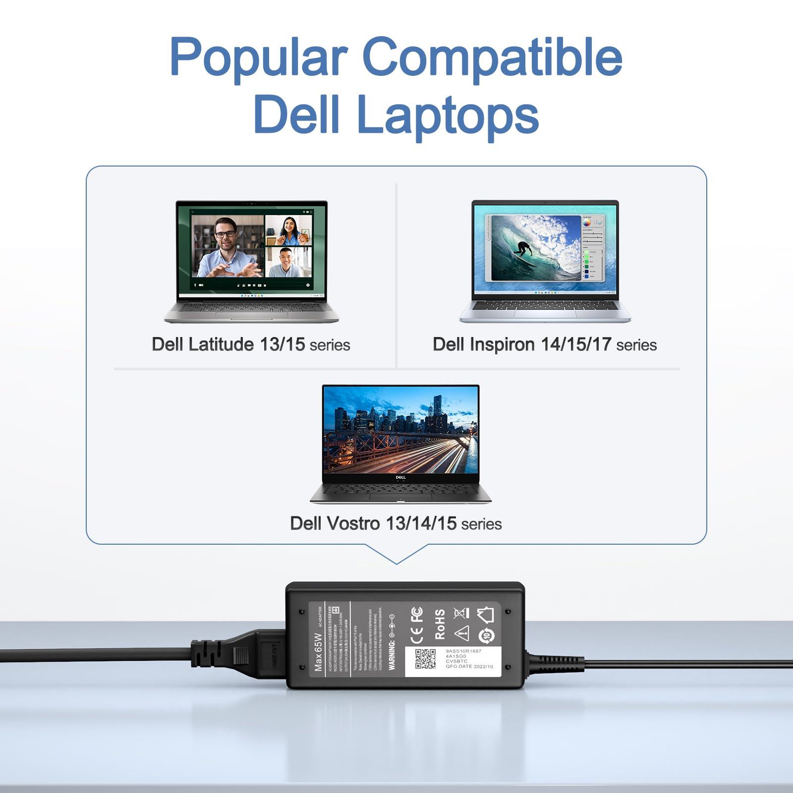 ROAYEWEY 65W 4.5mm tip AC Adapter for Dell Inspiron 15 3000 5000 Series 3520 3521 3525 3540 3501 5620 5625 5420 5425 5558 5755 5555 5559
