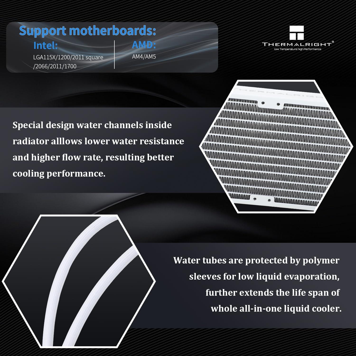 Thermalright Thermalright Frozen Edge 360 White Liquid CPU Water Cooler with 120mm PWM Fan,360 White Cold Row Specification,Integrated Water-Cooler Heatsink for AMD/AM4/AM5,Intel LGA1700/1150/1151/1200/2011