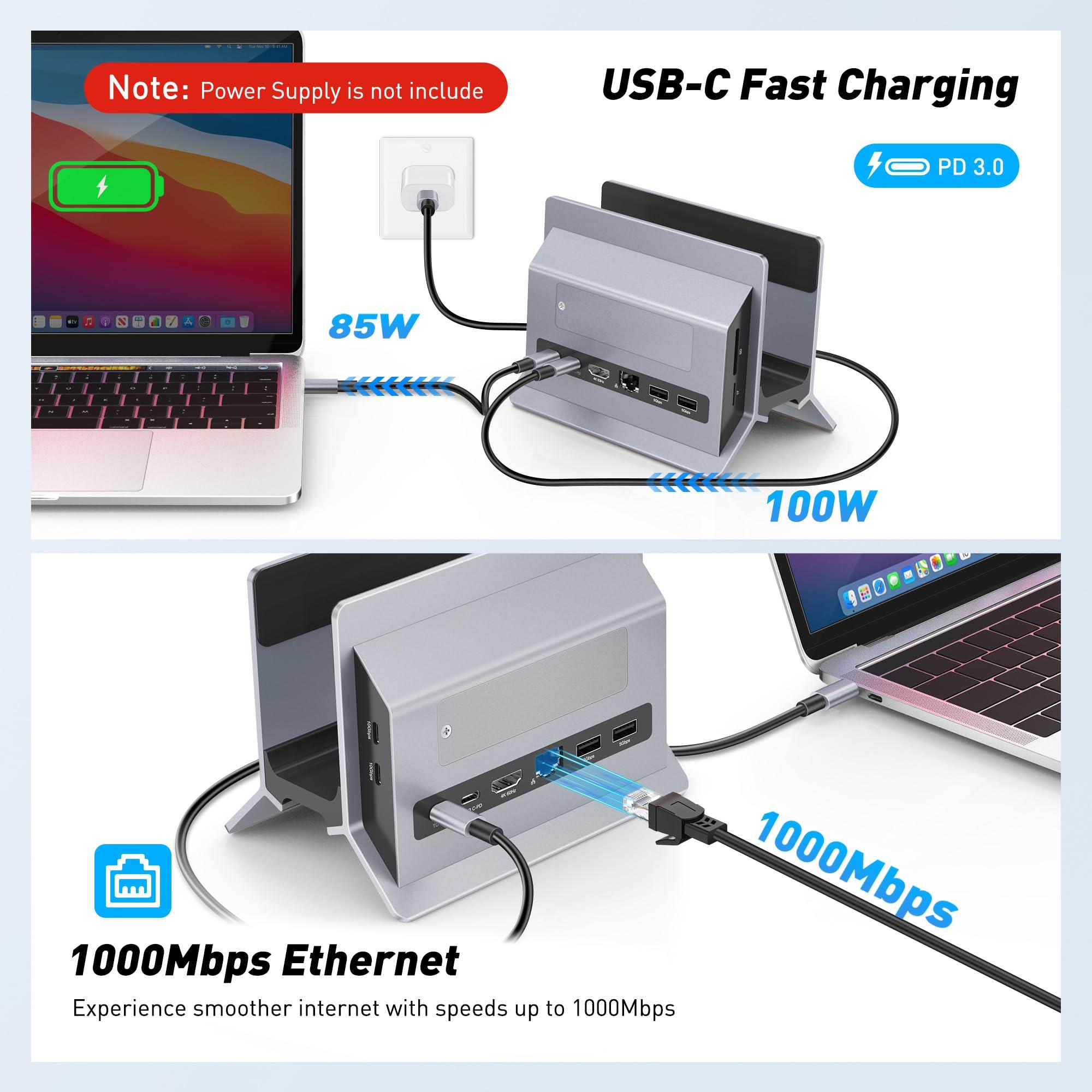 AboveTEK AboveTEK USB C Docking Station, MacBook Docking Station with M.2 SSD Expansion, USB C Dock with 4K HDMI for Mac Pro/Air, Universal Docking Station with 2 10Gbps USB C, 2 USB, PD3.0, Ethernet, SD/TF