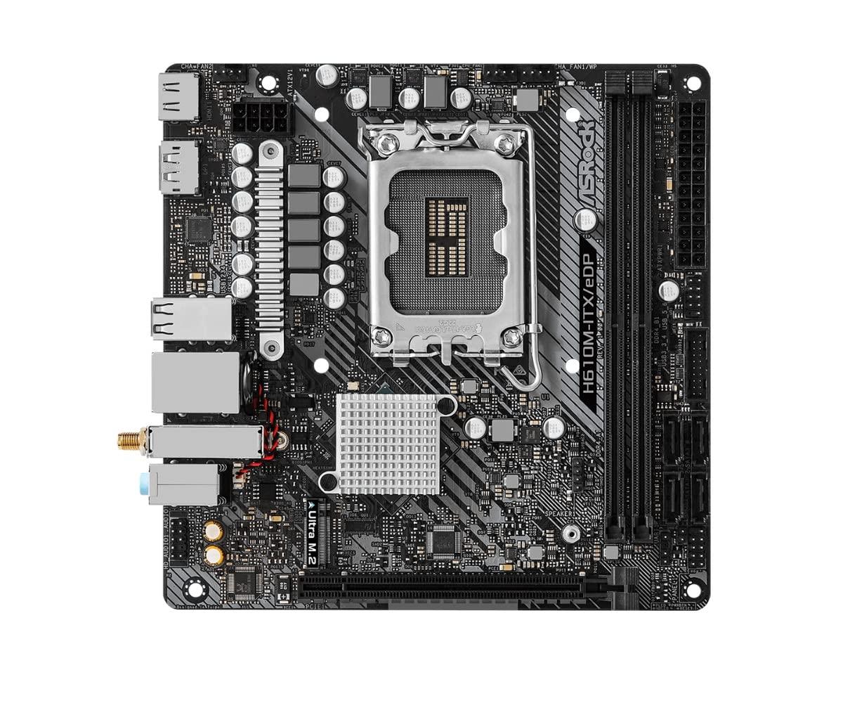 ASRock ASRock H610M-ITX/eDP Desktop Motherboard - Intel H610 Chipset - Socket LGA-1700 - Mini ITX