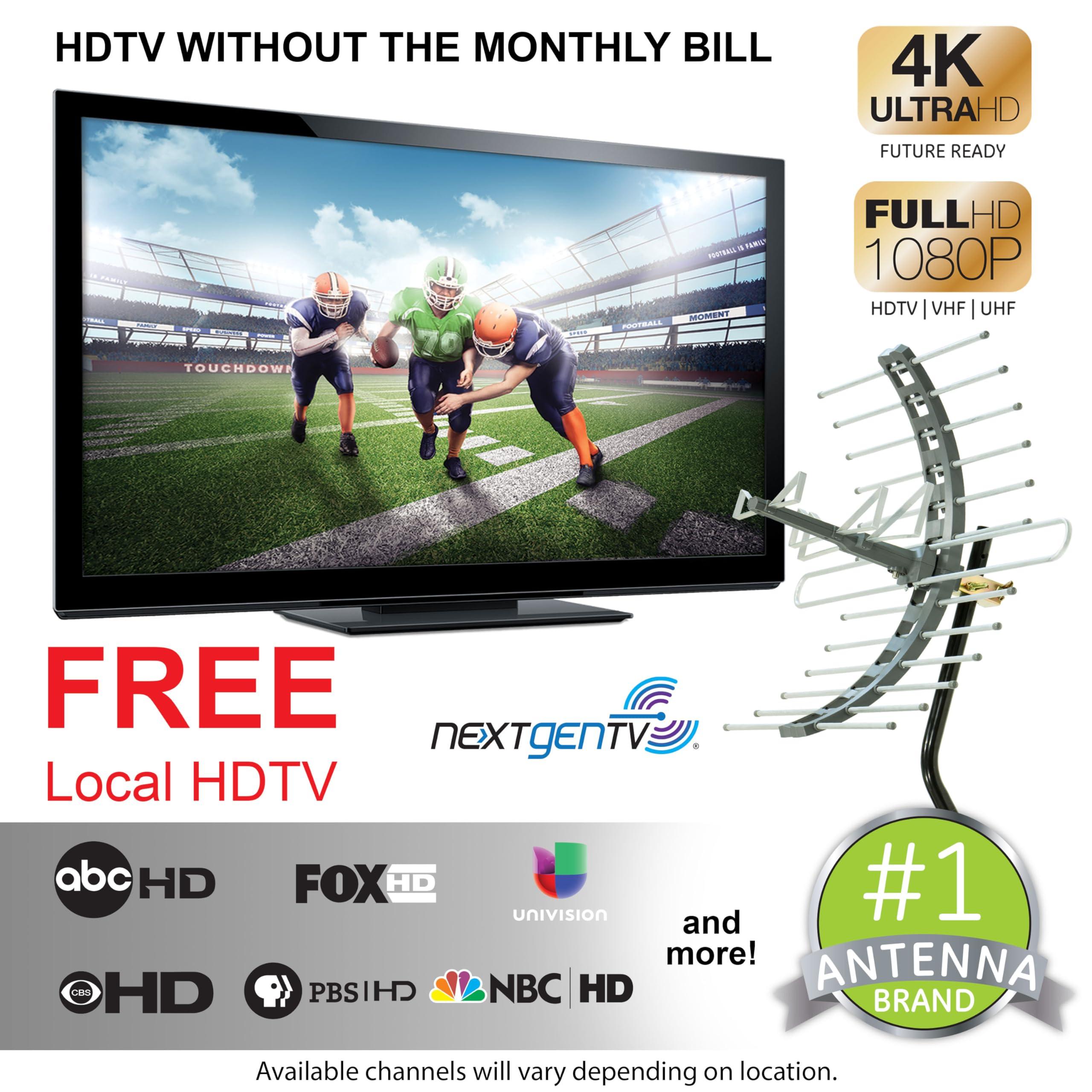 GE home electrical GE Outdoor HD Digital TV Antenna, Long Range Smart TV Antenna, Supports 4K 1080P HD Smart TV VHF UHF, J Mount Included for Attic or Outdoor, Weather Resistant, 29884