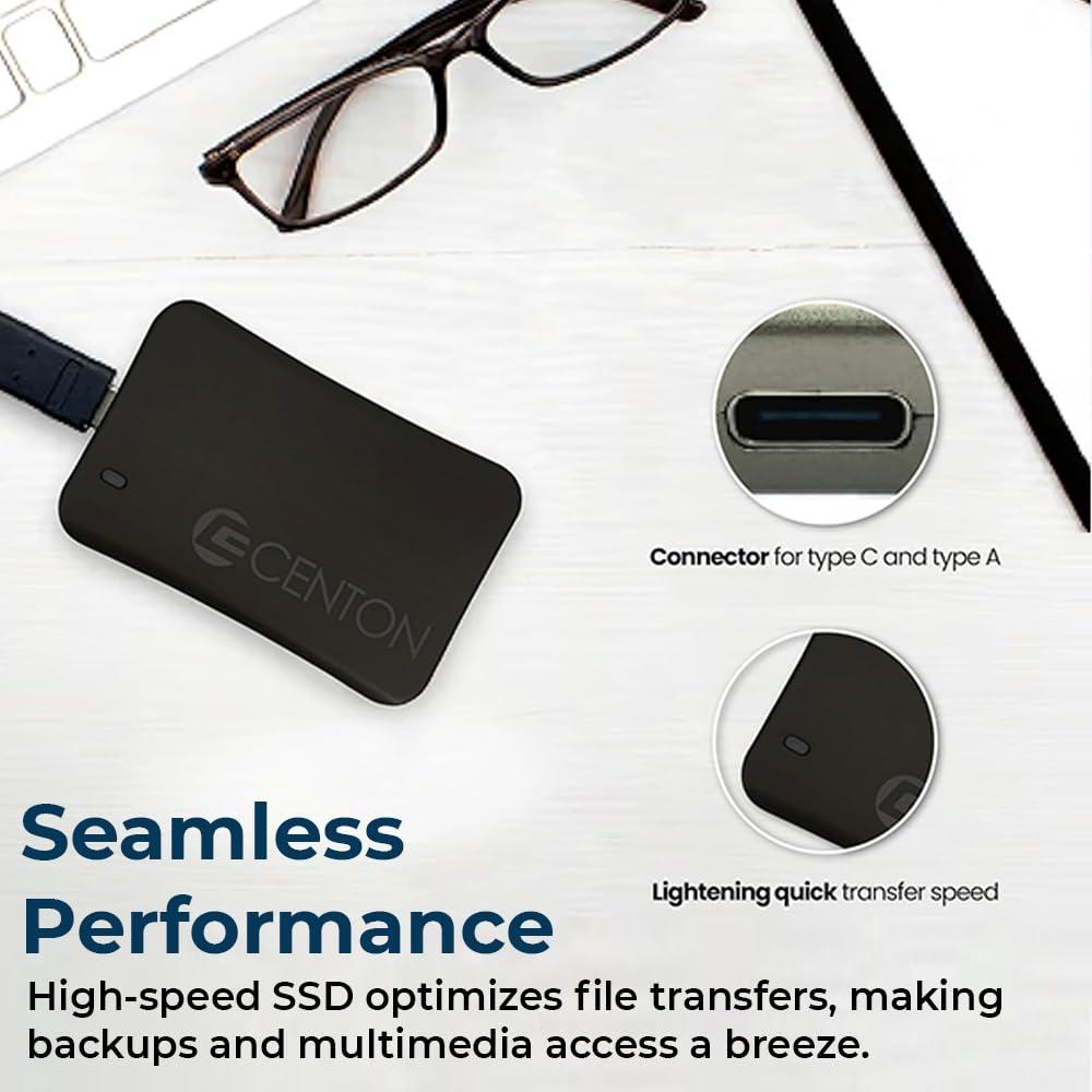 Centon Centon External SSD (Rose Gold Metallic), USB-C 3.2 Gen 2, 500GB