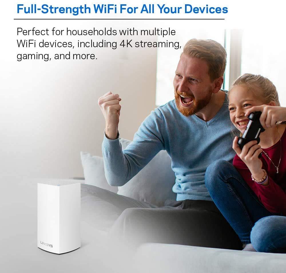 Linksys Linksys Velop Mesh Home WiFi System, 1,500 Sq. ft Coverage, 10+ Devices, Speeds up to (AC1300) 1.3Gbps - WHW0101