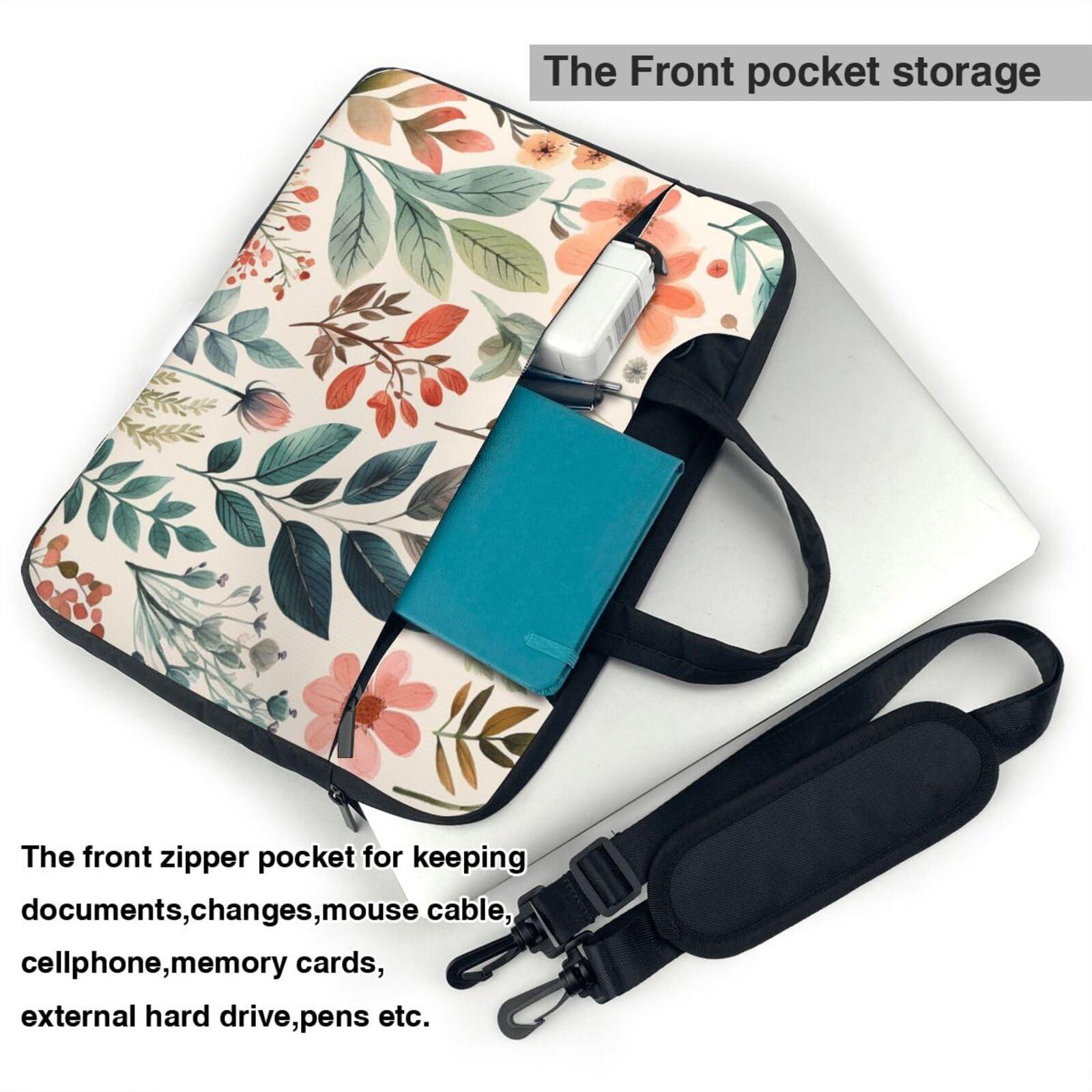 BTCOWZRV BTCOWZRV Watercolor Flowers Laptop Bag 15.6 inch Laptop Messenger Shoulder Bag Travel Computer Bag for Women Men