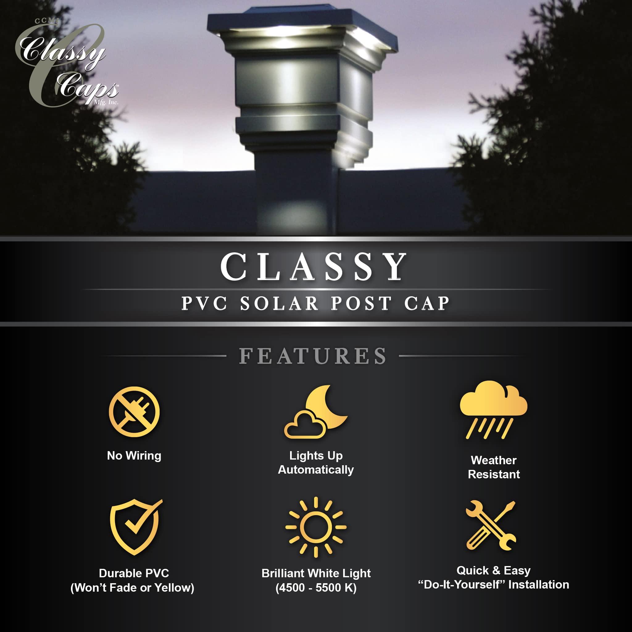Classy Caps Classy Caps SL074W PVC Solar Post Cap, 4" x 4", White
