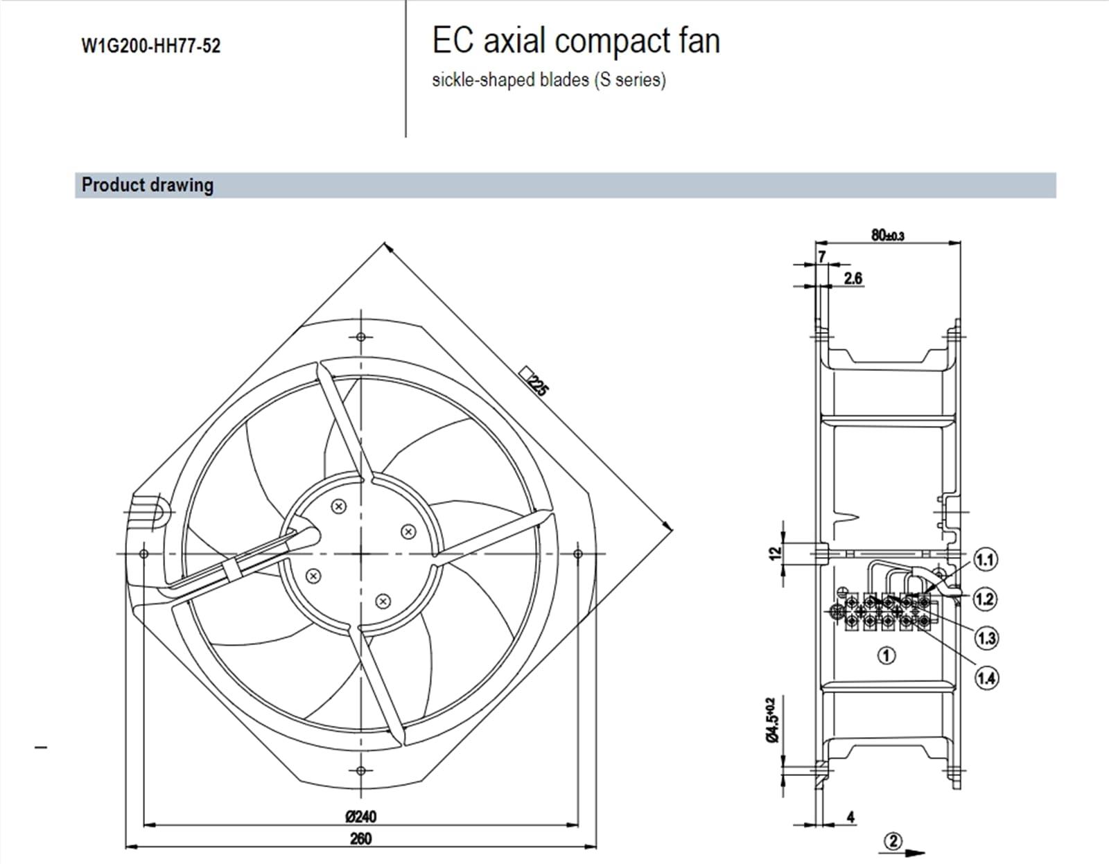 ebm-papst W1G200-HH77-52 Ebm Papst Fan 24VDC 2.6A 55W Axial Cooling Fan