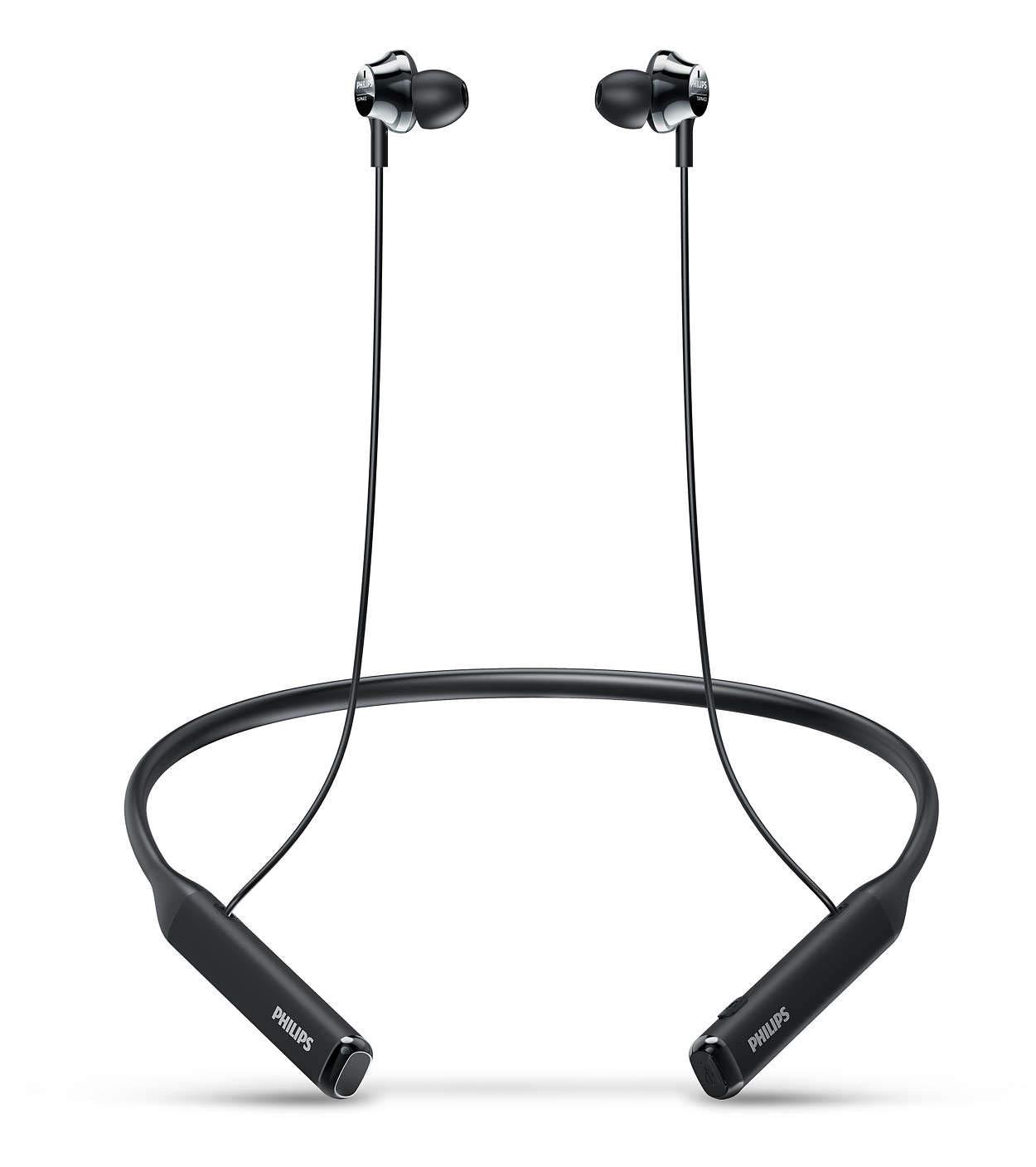 Philips Audio Philips Bluetooth Neckband Headphones, Wireless Earbuds IPX5 Waterproof Sport Earphones, Lightweight, Deep Bass with Vibration Call Alert Neckband