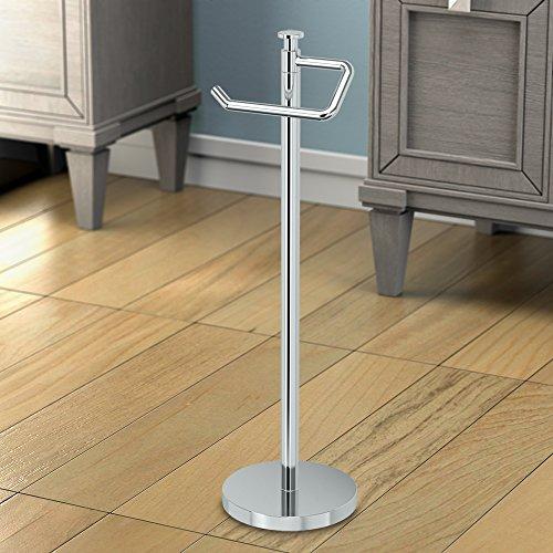 Gatco Gatco 1435C Freestanding Toilet Paper Holder, 23.68 H, Chrome | Toilet Tissue Roll Holder Stand With Weighted and Padded Base For Bathroom