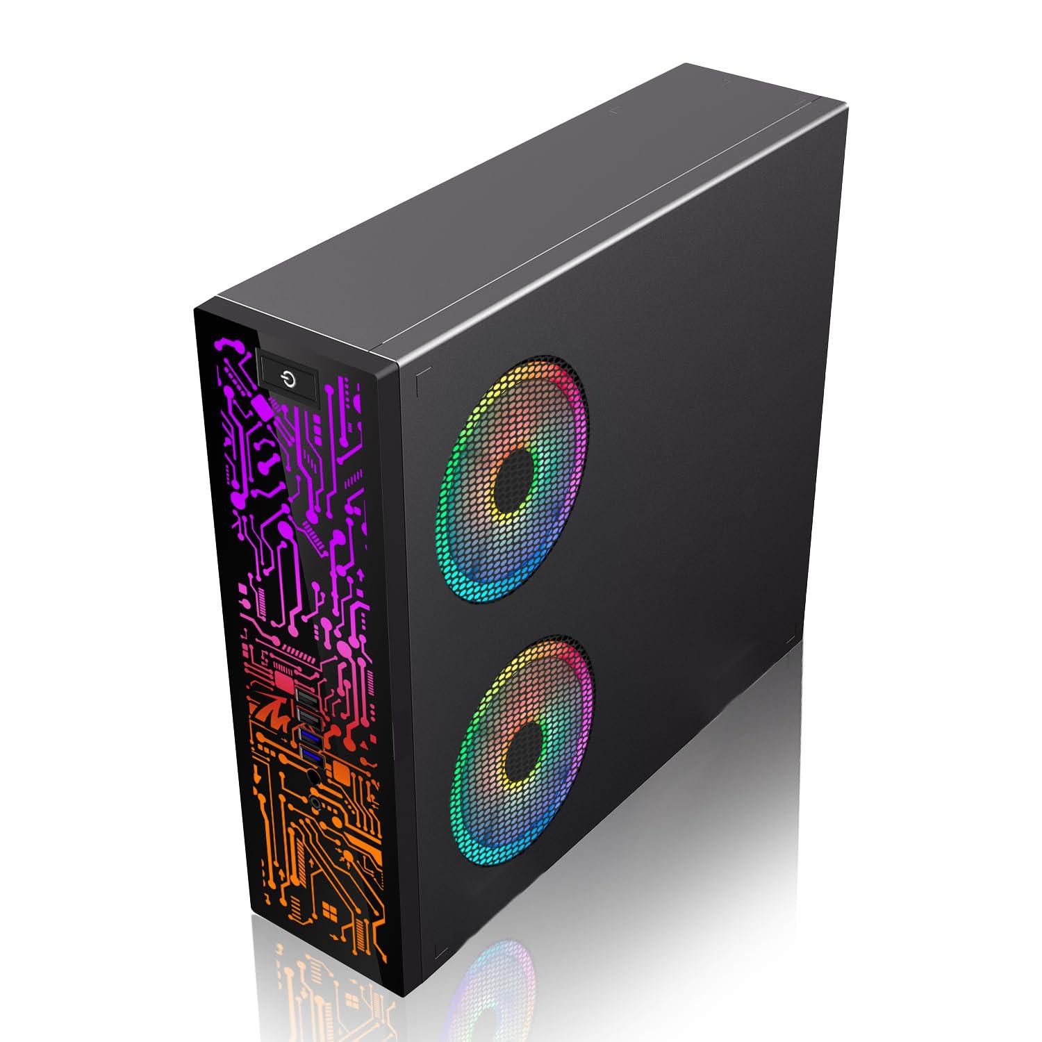 TechMagnet HP G2 Desktop Computer PC, Intel Core i3, 16GB RAM, 512GB SSD, 24 Inch Curved Monitor, RGB Speaker, Gaming Keyboard with AI-Enabled Copilot Key Mouse, 2X ARGB Fan WiFi, Win 10 Pro (Renewed)