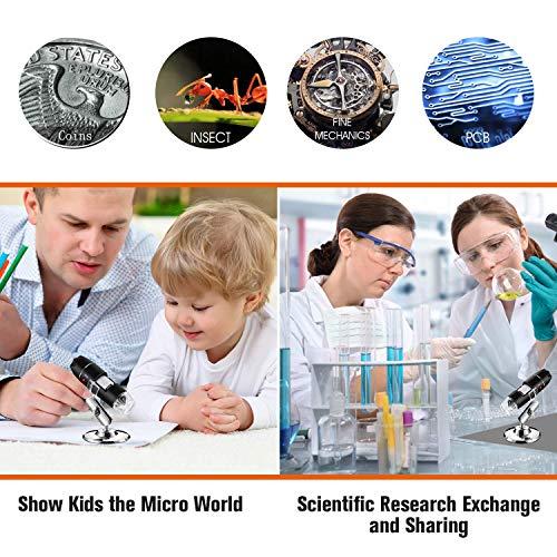 Bysameyee Bysameyee USB Digital Microscope 40X to 1000X, 8 LED Magnification Endoscope Camera with Carrying Case & Metal Stand, Compatible for Android Windows 7 8 10 11 Linux Mac