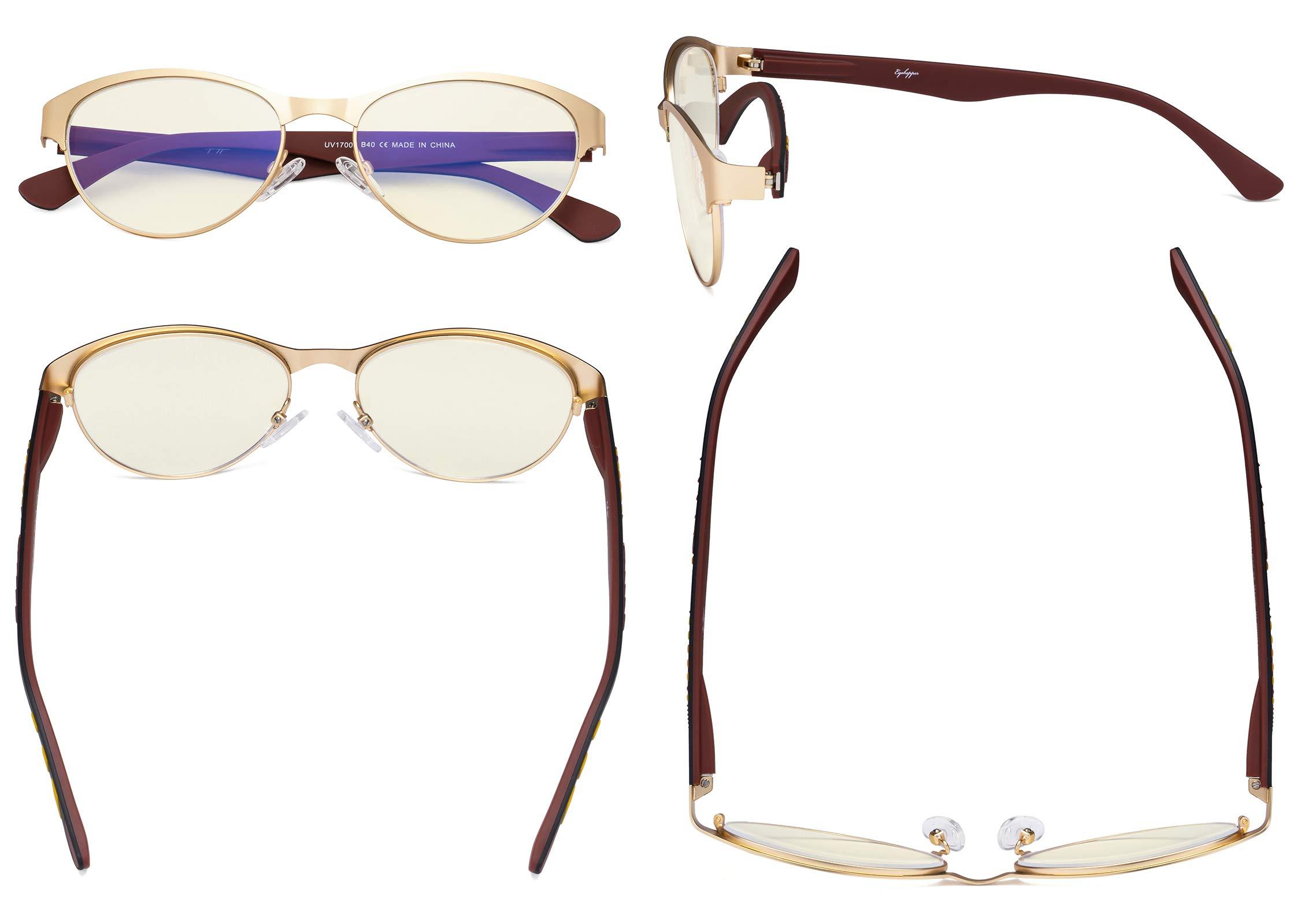 Eyekepper Eyekepper Blue Light Filter Computer Glasses - Anti Radiation Anti Glare Blocking UV Rays Reduces Eyestrain Cat-eye Eyeglasses Women Gold/Brown