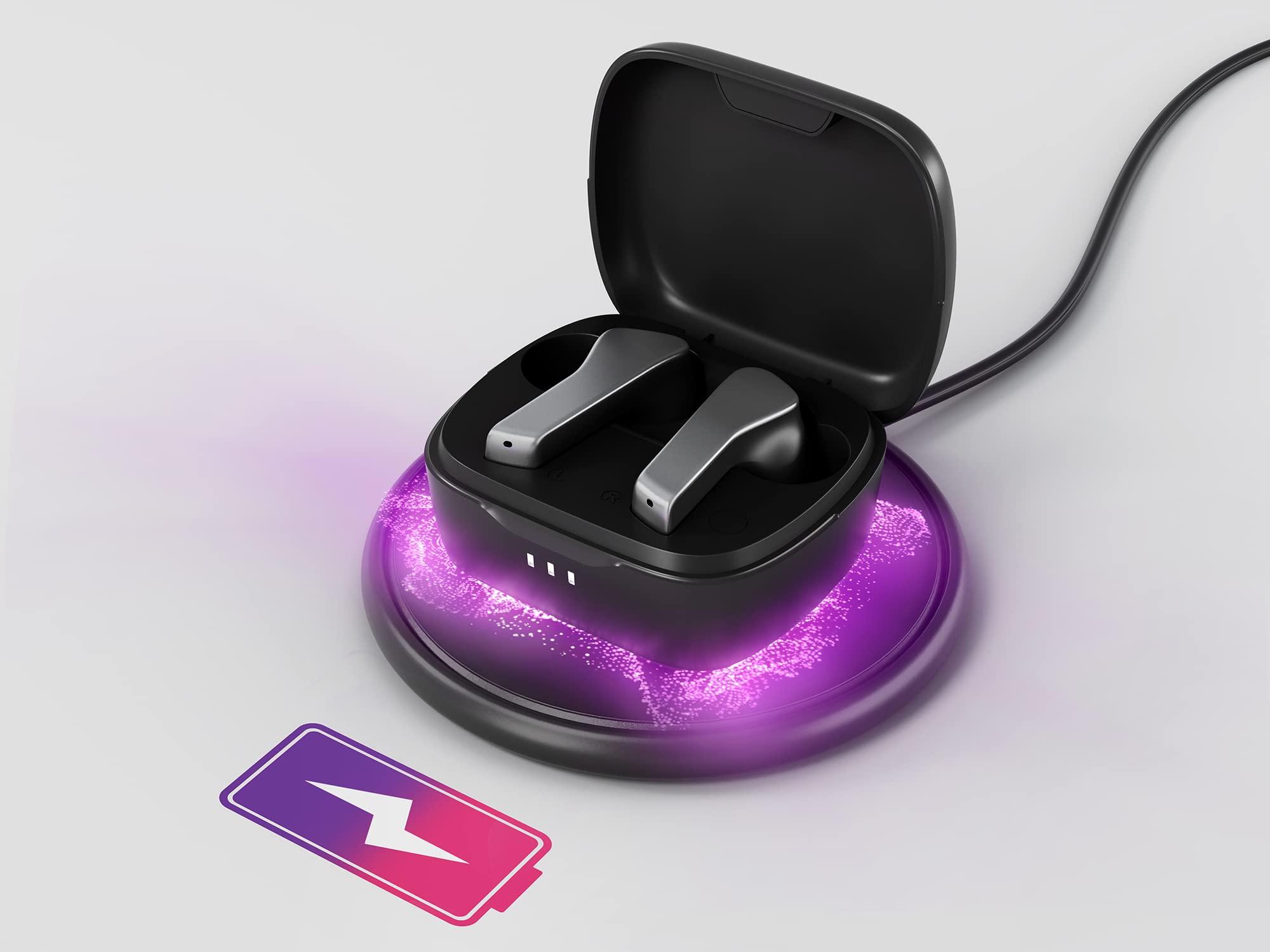 Lenovo Lenovo Smart True Wireless Earbuds - Smart Switch Fast Pair - Active Noise Cancelling Earphones with Wireless Charging Case - 28 Hrs Playtime Headphones - 6 Built-in Mics - Bluetooth - Black