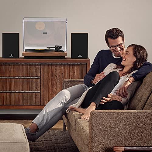 ANGELS HORN ANGELS HORN Vinyl Record Player, Hi-Fi System Bluetooth Turntable Players with Stereo Bookshelf Speakers, Built-in Phono Preamp, Belt Drive 2-Speed, Adjustable Counterweight, AT-3600L