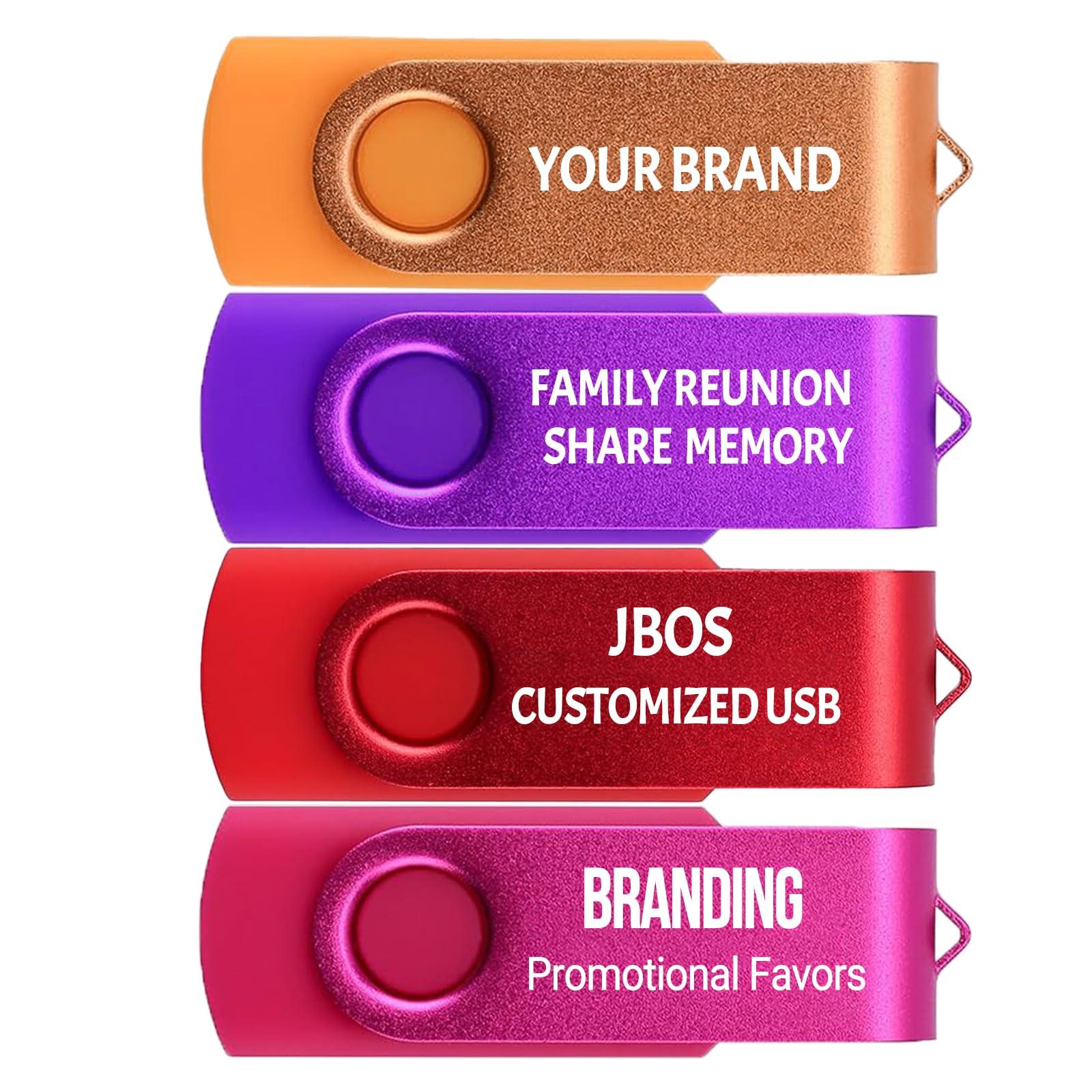 JBOS Custom USB Flash Drive 128MB 500 Pack, Customize USB Drives 128 MB Print with Logo Text or Image Customized Thumb Drives as Promotional Favorsd, Branding Made with JBOS Personalized USB Sticks