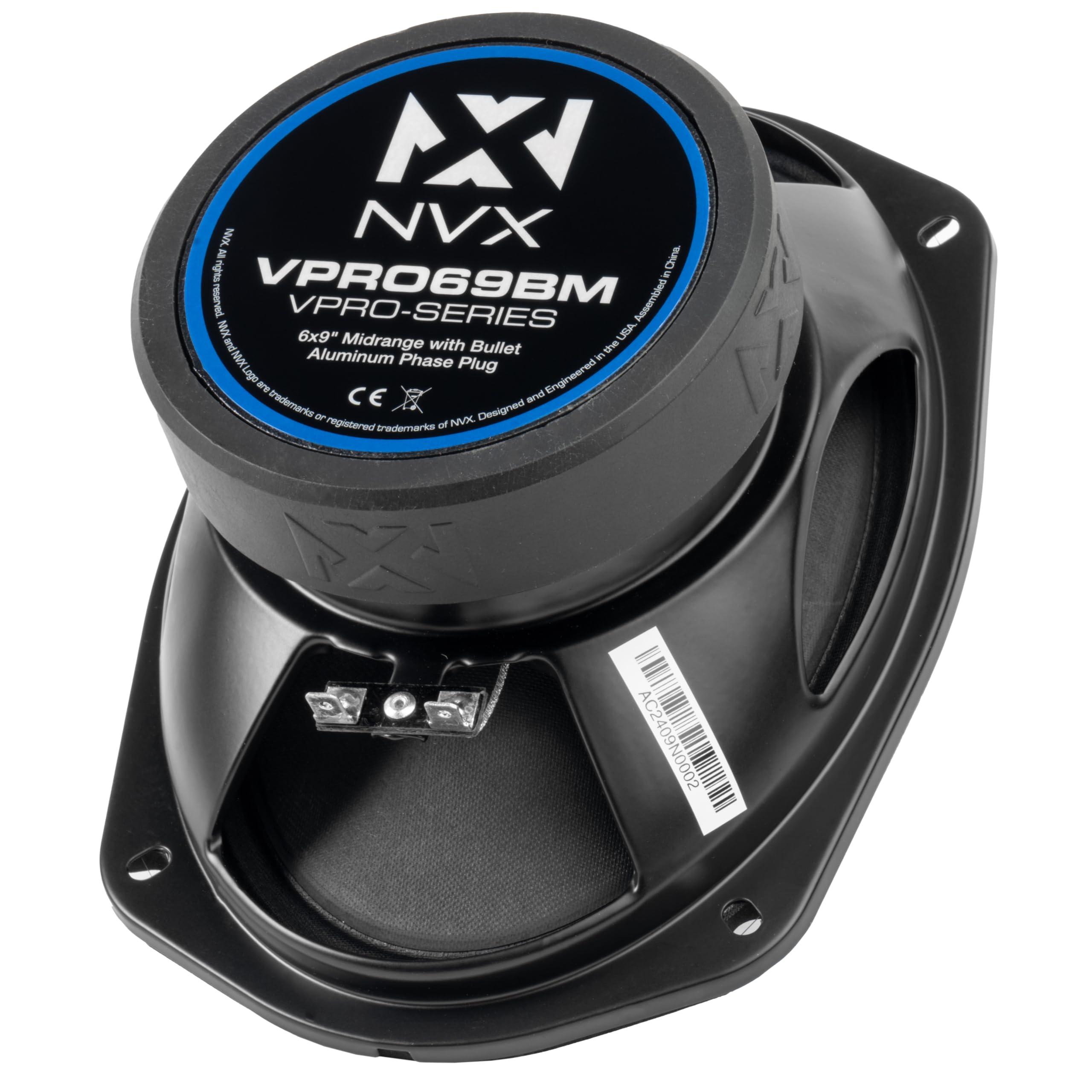 NVX NVX VPRO69BM 6"x 9" Premium Loudspeaker, 500W Max (250W RMS), 4-Ohm, 1.5" Voice Coil, Pro Audio Midrange with Bullet Aluminum Phase Plug, Easy to Install in Cars/Trucks/Doors (1-Speaker)