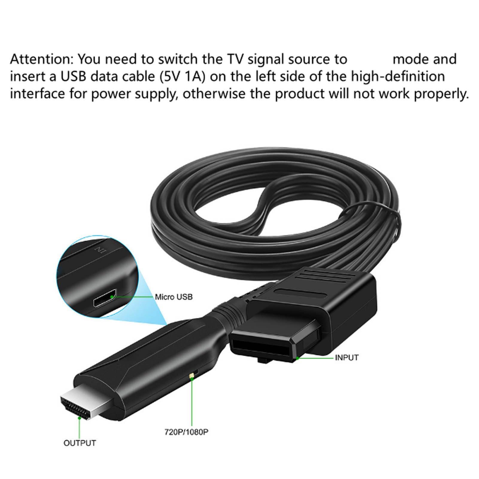 SUNGOOYUE HDMI Cable for N64, N64 to HDMI Converter HDMI Cable Adapter Converts with Power Cord Compatible with N64/NGC/SNES Game Console