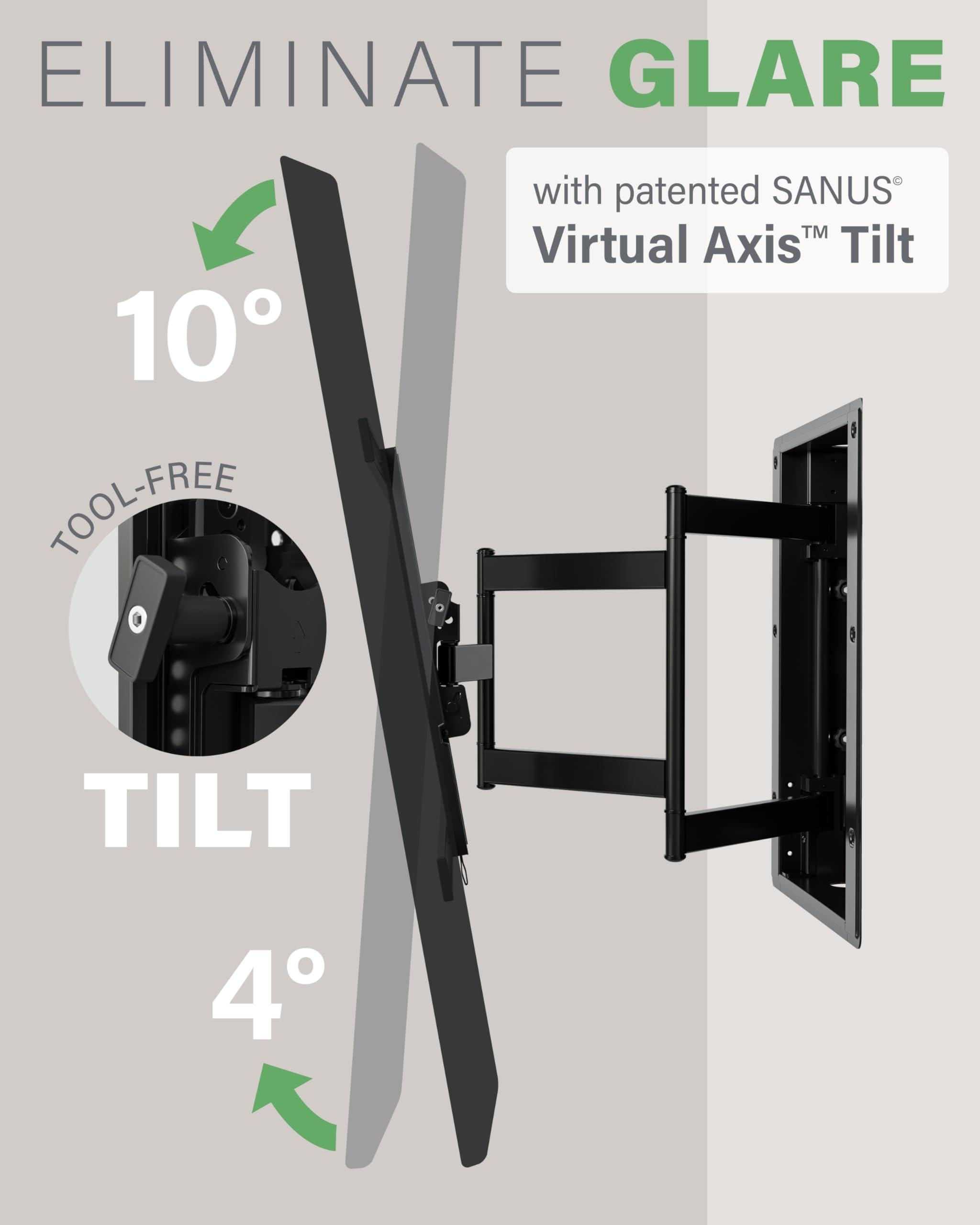 Sanus SANUS Recessed TV Wall Mount for 42"-85" Screens - Premium Full Motion TV Mount Tilts, Swivels & Extends for Optimal Views - Easy Install & Low Profile Design - VIWLF128-B2