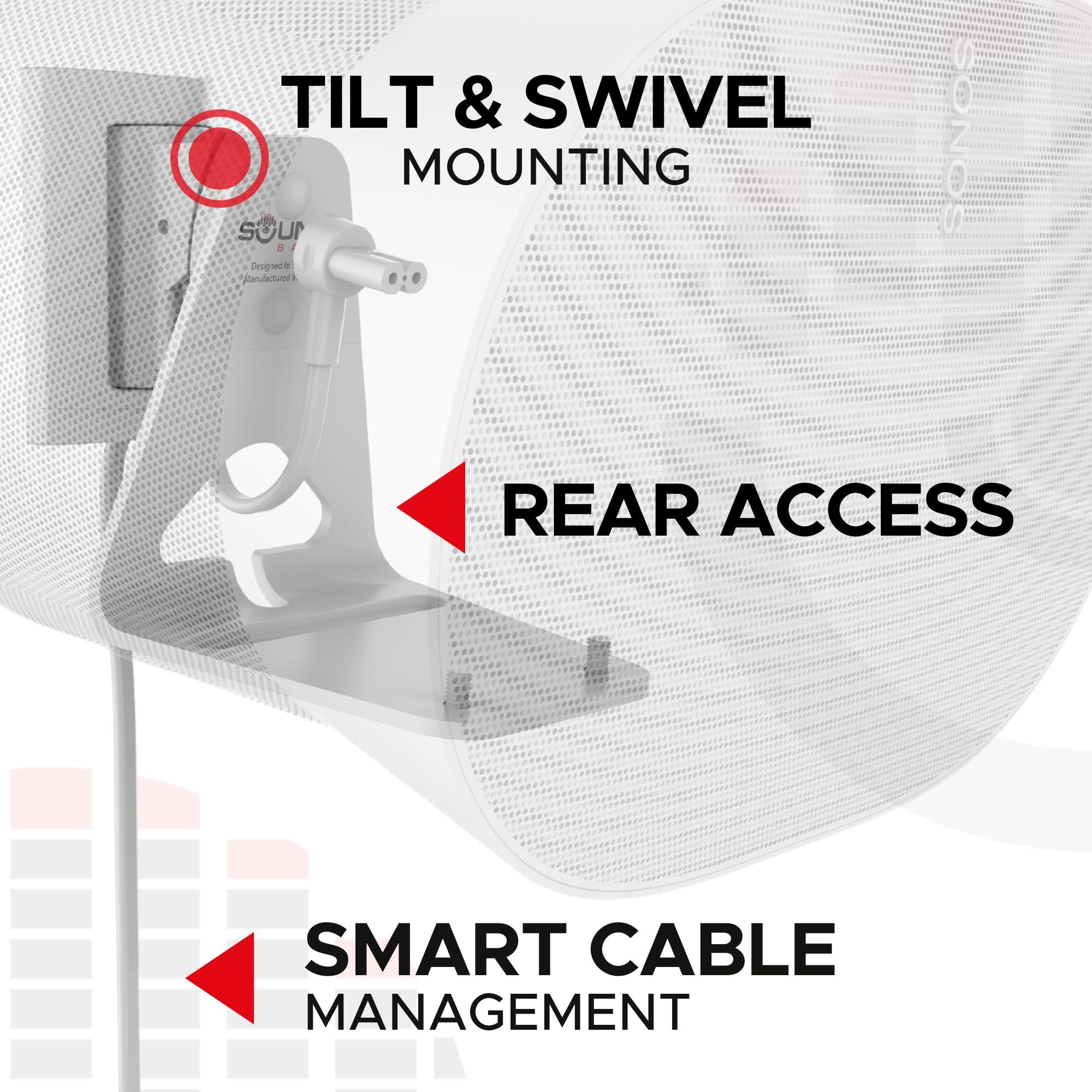 Sound Bass ERA300 Wall Mount Bracket, Tilt and Swivel, White, Twin (2pcs), Compatible with Sonos ERA 300, Effortless Installation, Includes Mounting Kit, Double, Pair