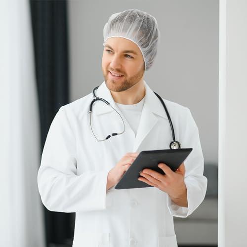 ABC PACK & SUPPLY ABC PACK & SUPPLY White Bouffant Caps 21 Inch. Pack of 100 Non Woven Hair Caps with Elastic Band. Breathable Disposable Polypropylene Hats. Unisex Protective Hair Covers for Food Service