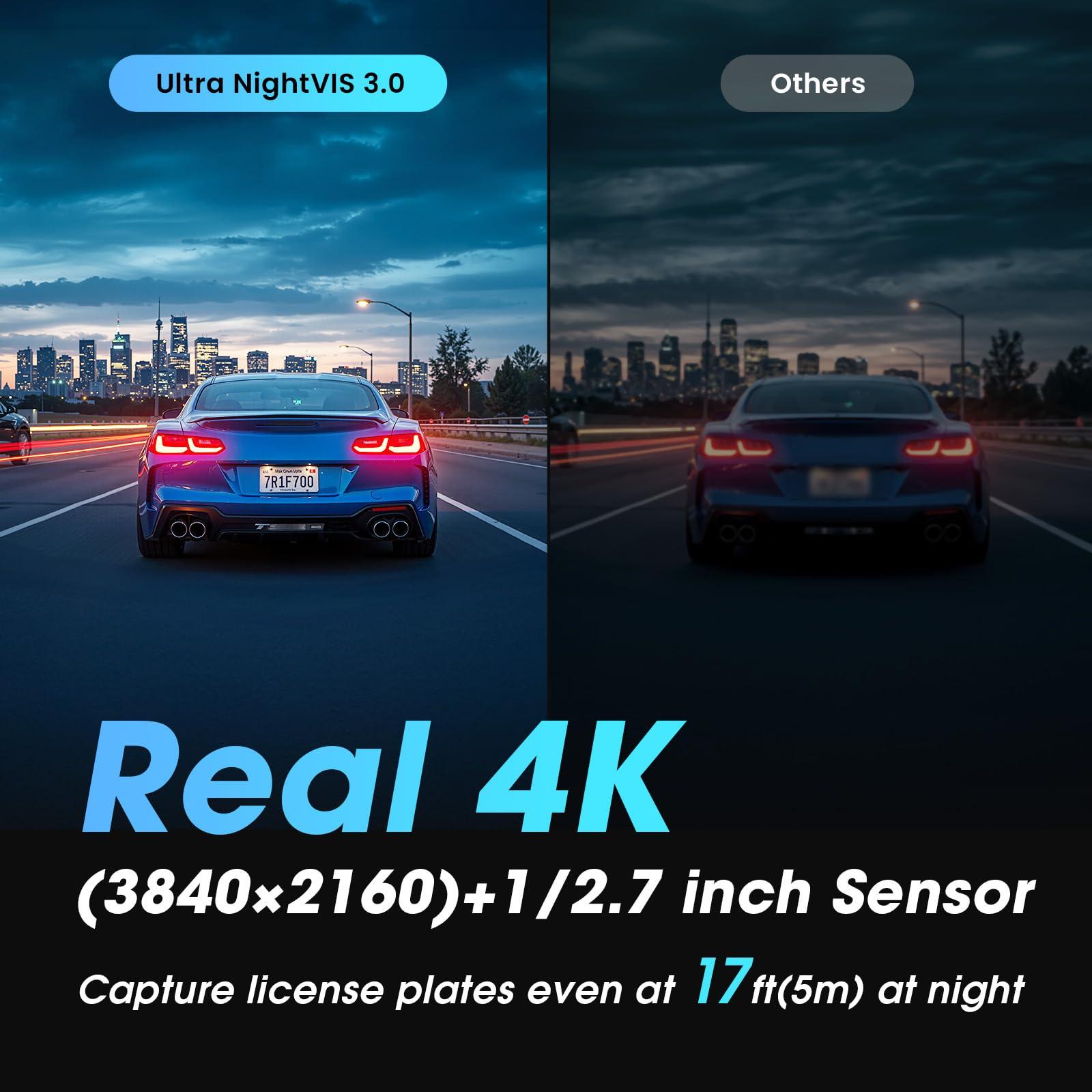 ddpai DDPAI 4K Dash Cam Front and Rear, 2160P+1080P Dash Camera for Cars, up to 15MB/s 5GHz WiFi Dashcam with 32G eMMC, GPS, Night Vision, 3\" IPS, WDR ADAS 20 Days Parking Mode Loop Recording G-Sensor, Z60