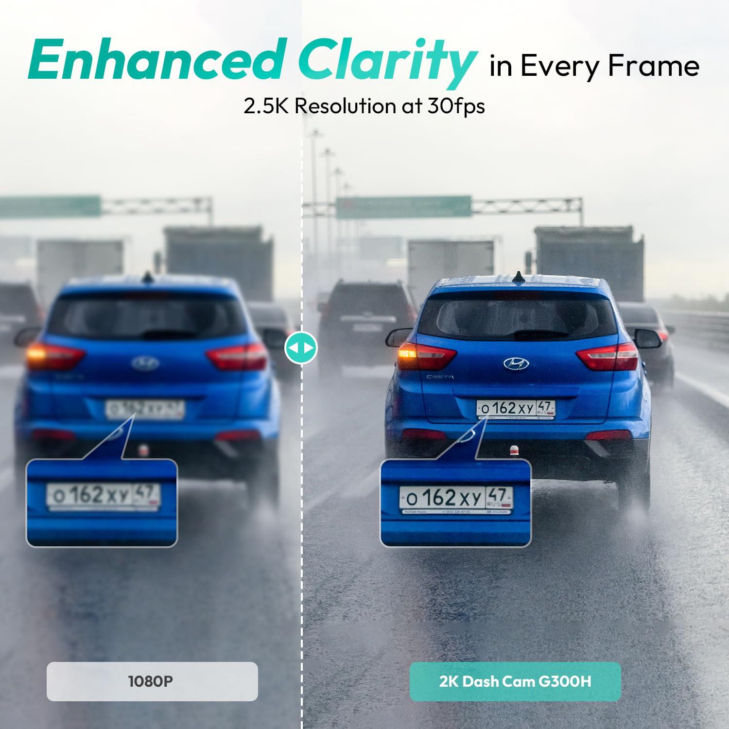 BOTSLAB BOTSLAB 2.5K Front Dash Cam, 170 Wide Angle Car Camera Front, Color Night Vision, Built in WiFi GPS, 24/7 Parking Mode, WDR, Emergency and Loop Recording(No SD Card)