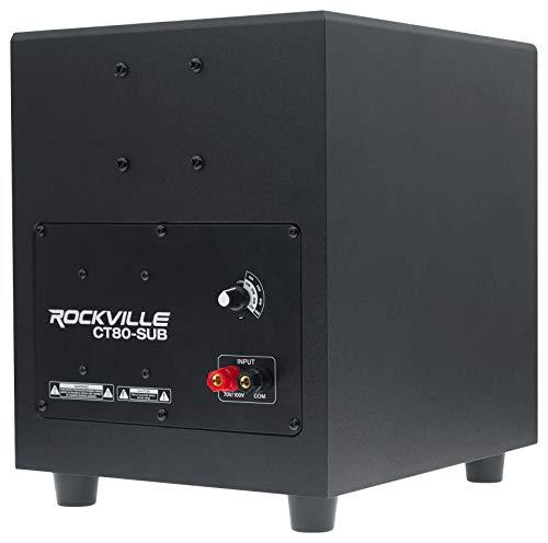 Rockville Rockville RCS80-1 60 Watt 70v Commercial/Restaurant Amp/Bluetooth Receiver Bundle CT80 8\" 70V Subwoofer with Wall Mount Cube 70v Black Swivel Wall Mount Speakers (3 Items)