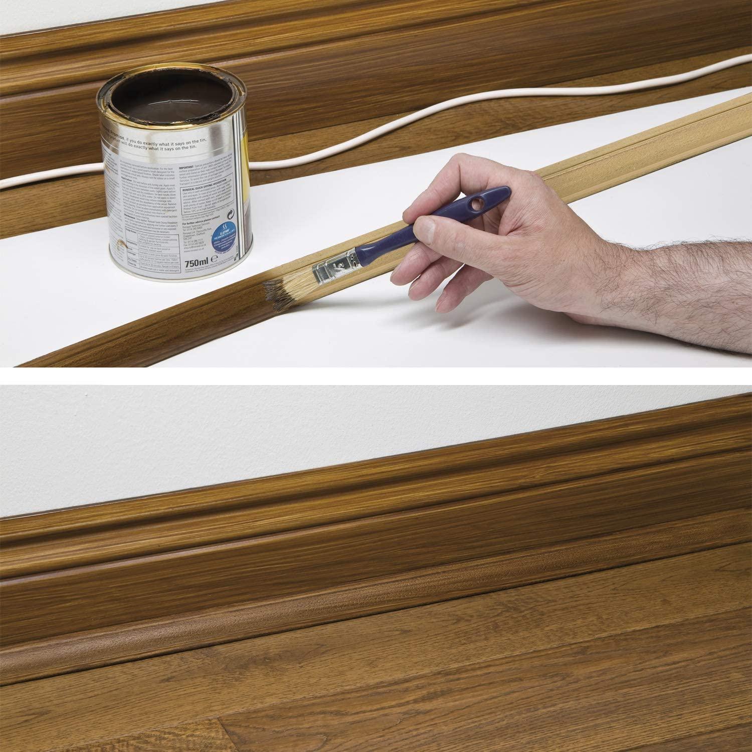 D-Line D-Line Cord Cover Kit, 30FT Self-Adhesive Wire Hider, Cable Raceway to Hide Wires on Wall, Cable Management - 6 x 5FT Channels and Accessories (0.87in (W) x 0.87in (H), Stainable Wood-Effect)