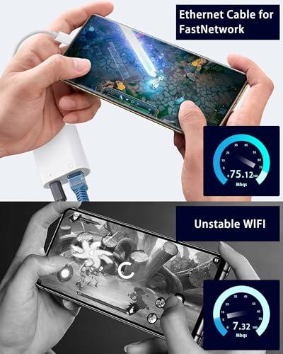 RICHUPON Lightning to Ethernet Adapter with Charging[Apple MFi Certified] RJ45 to Lightning Ethernet LAN Network Adapter, Compatible with iPhone 14 13 12 11/iPadSupports 100Mbps High Speed Ethernet Network