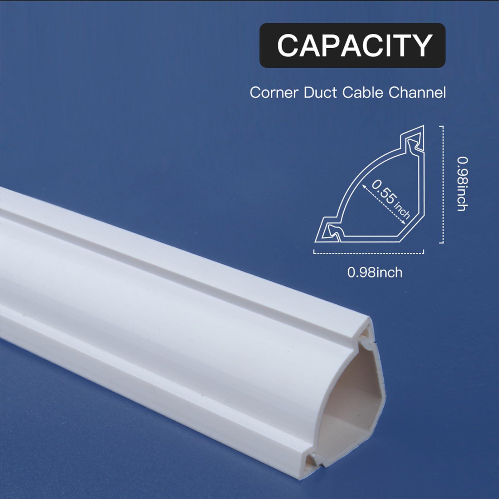 ZGYZJM Corner Cable Hider,125.6in Corner Cable Concealer,Paintable Cord Cover on Wall,Corner Cable Management Kit,Cord Hider Wire Concealer,Cable Cover Raceway for Floor Baseboard,Ceiling,8XL15.7in,White