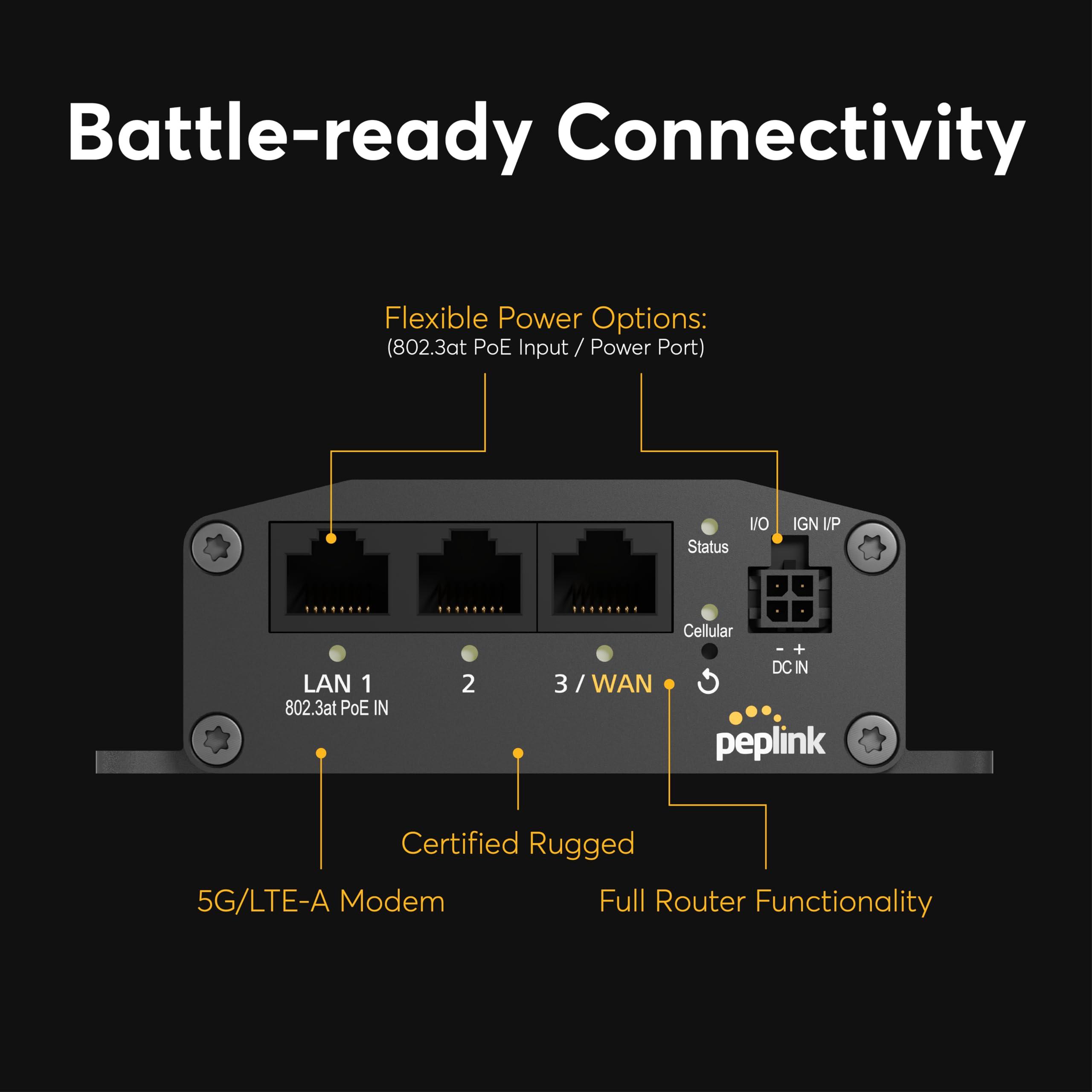 Peplink Peplink Cellular Router MAX BR1 Mini - 5G Router 5G/LTE Cellular Modem 3 Ethernet LAN Connections (no WiFi/GPS) Redundant SIM Slots, Built-in eSIM Upgradeable to Dual WAN VPN Capable