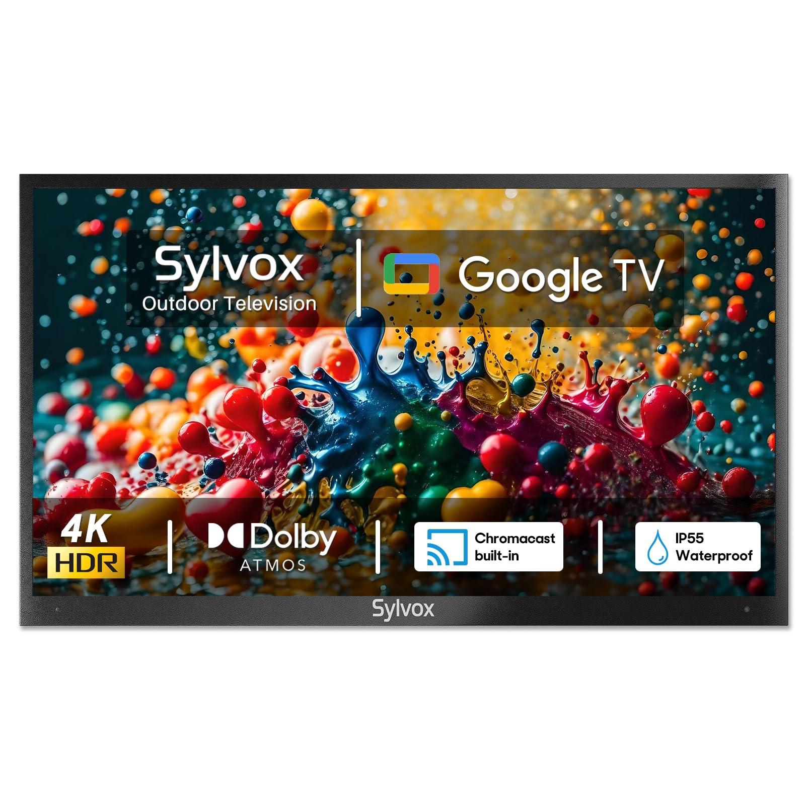 SYLVOX SYLVOX Smart Outdoor TV, 43 inch Outdoor Television Upgraded Google TV, 4K Weatherproof Outside TV, IP55 Waterproof, Google Assistant, Chromecast, 1000 nit Brightness for Partial Sun (Deck Pro 2.0)
