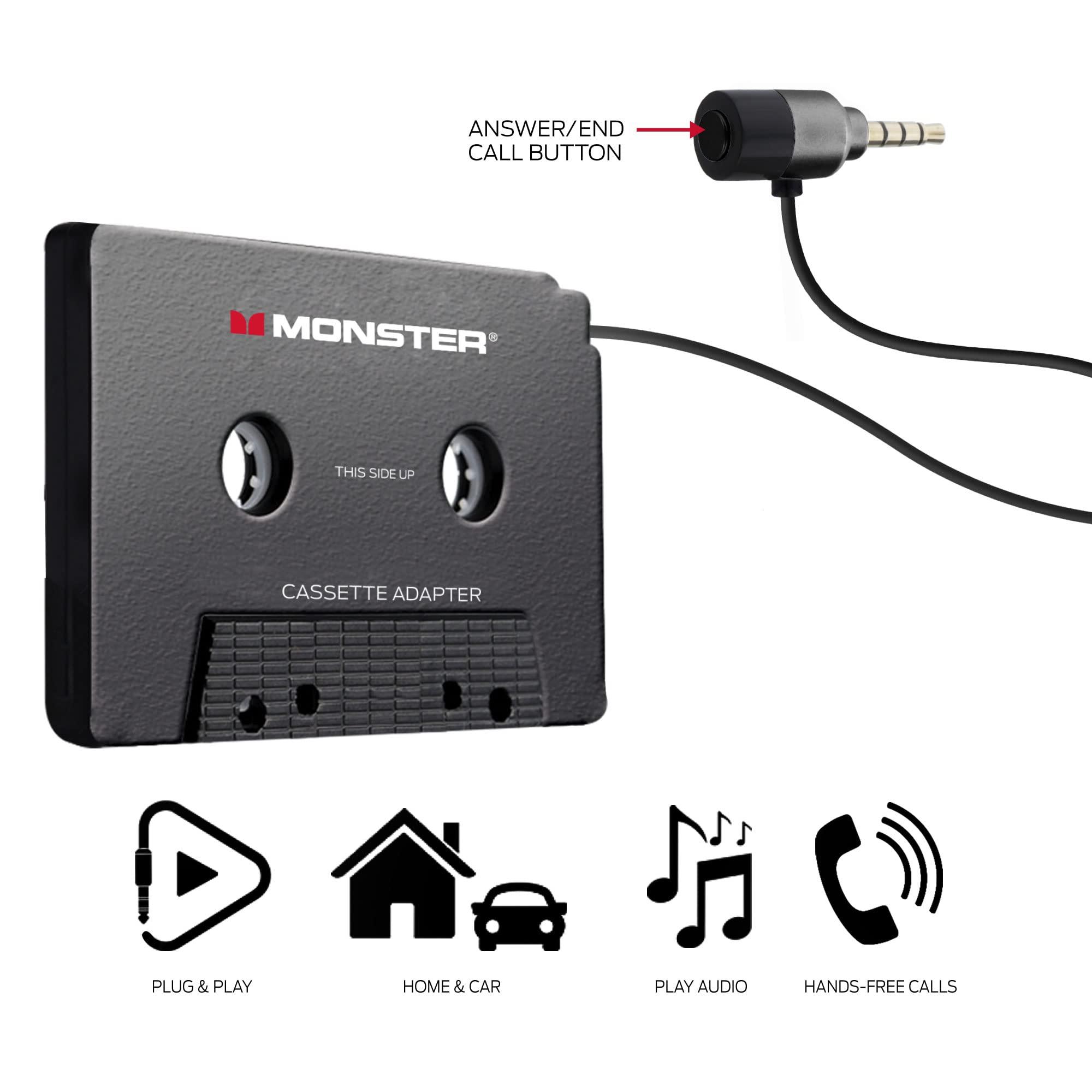 XTREME DIGITAL LIFESTYLE ACCESSORIES Monster Cassette to Aux Audio Adapter for Car, Compatible with Devices Featuring 3.5mm Aux Port, Music Playback, Hands-Free Calls, Xtreme Easy DIY Installation, Plug and Play