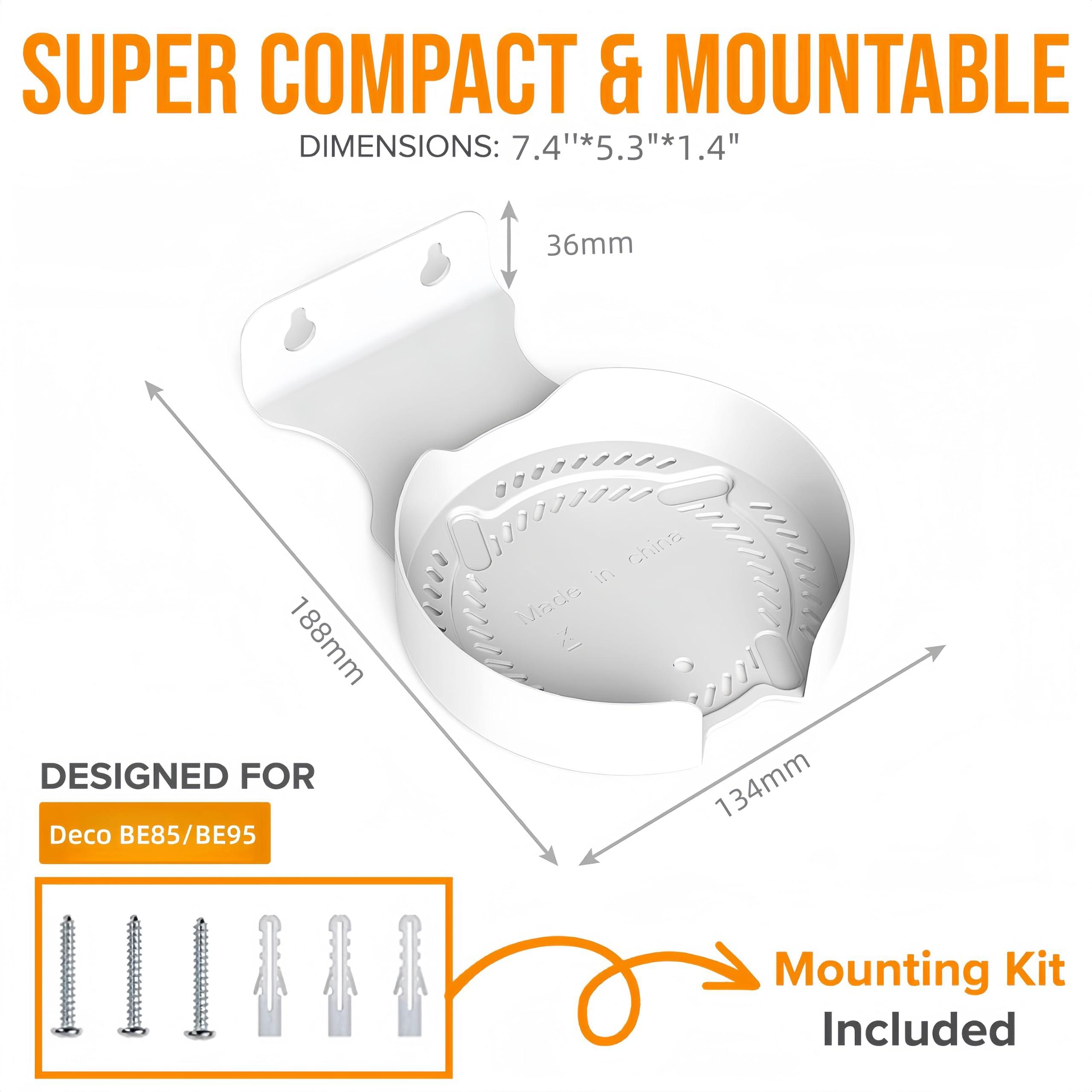 BANGCHEER Bangcheer Wall Mount for TP-Link Deco BE75/BE85/BE95/BE17000/BE22000/BE33000 Whole Home Mesh WiFi 7, Upgrade Stable Saving Space Aluminum Alloy Wall Hanging Bracket Holder (2Pack,White)