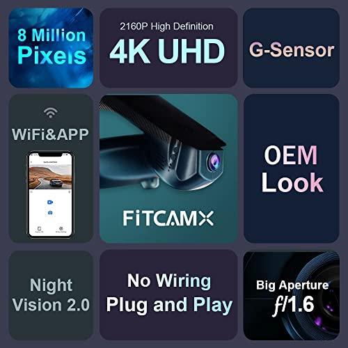 FITCAMX Fitcamx 4K Dash Cam Compatible with BMW F Chassis (Model C) 1 2 3 4 5 7 Series X1 X2 X3 X4 X5 X6 X7, OEM Look, 2160P UHD Video, Loop Recording, WiFi & APP, G-Sensor, Easy to Operate, 64GB Card