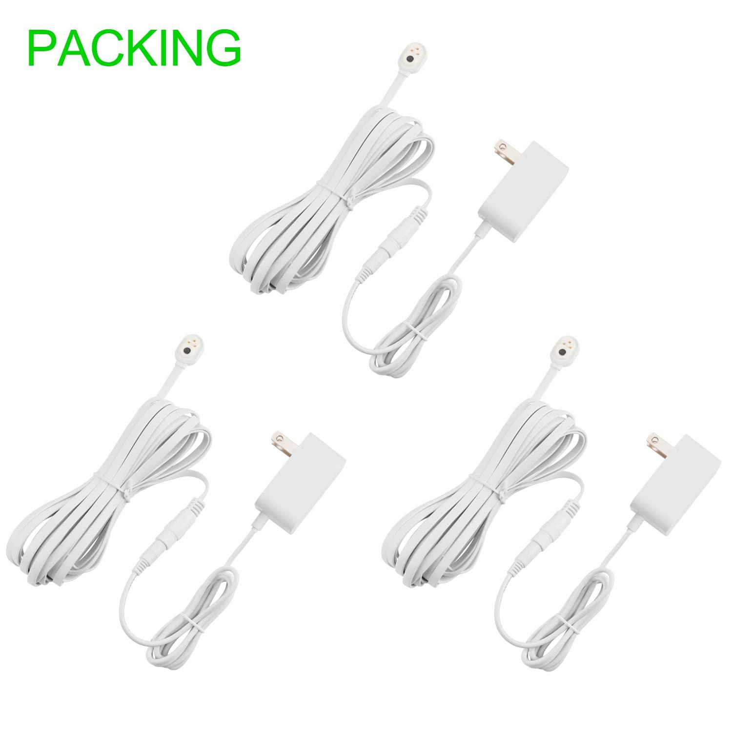 Uogw Uogw 3Pack 25FT Outdoor Magnetic Charging Cable for Arlo Pro 4/Arlo Ultra 2/Arlo Pro3/Arlo Ultra/Arlo Pro 5S 2K/Go 2 Camera,Power Adapter and Power Cable,Weatherproof Outdoor - (White)