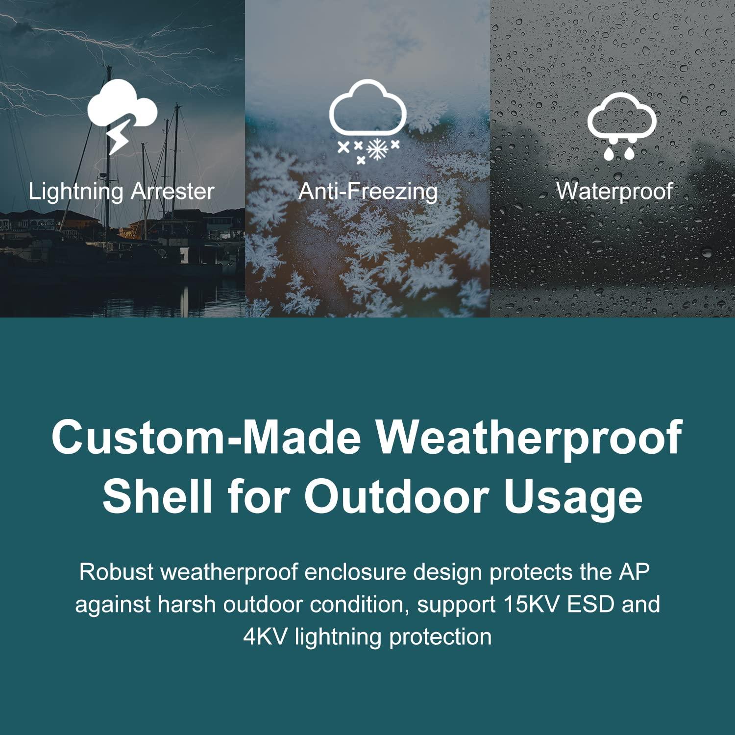 WAVLINK WAVLINK N300 Wireless Outdoor Access Point with PoE Powered, Waterproof, Outdoor Wi-Fi Extender Long Range with AP/Router/Repeater Modes, 11 dBi Directional Antennas